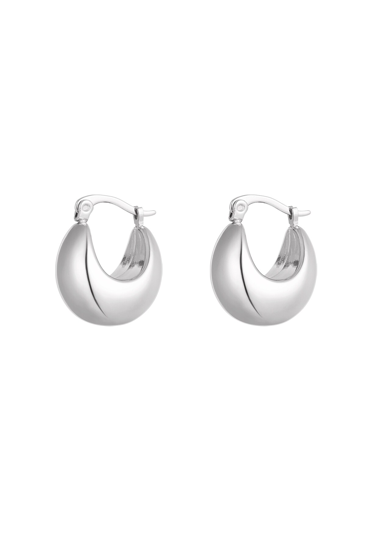 Chunky crescent moon mini earrings - Silver color h5 