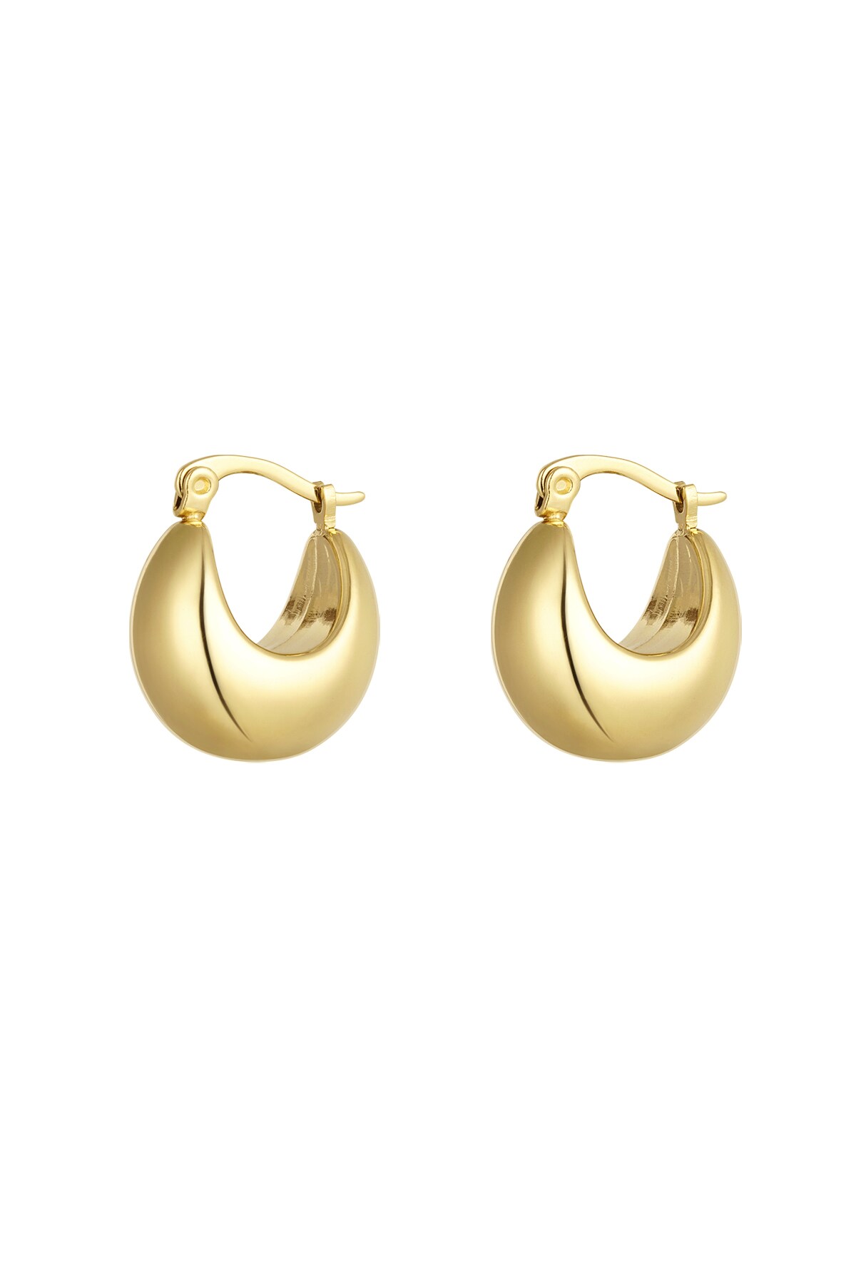 Coarse half moon mini earrings - Gold color h5 