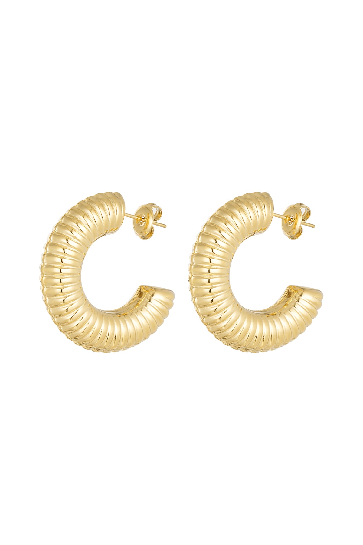 Striped earrings - Gold color h5 