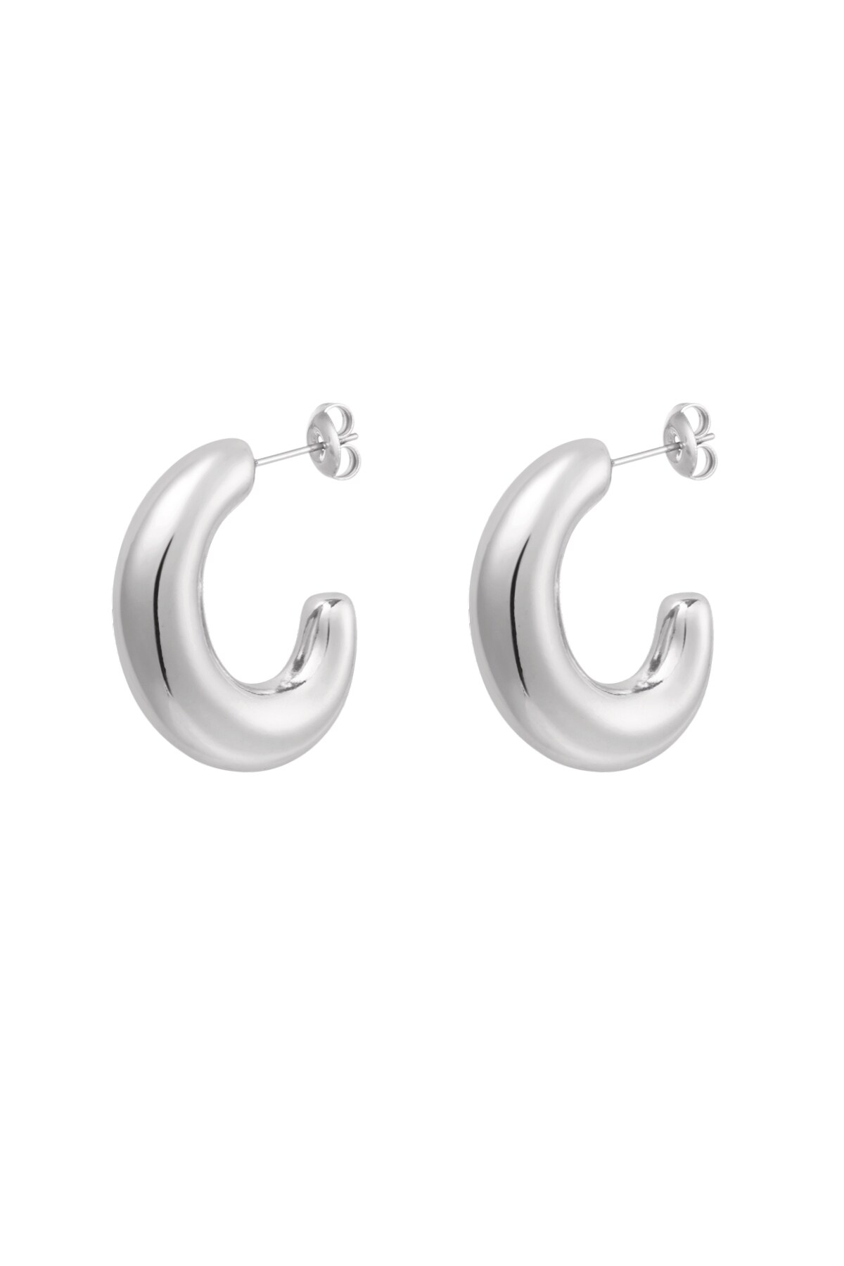 Earrings classy half moon - Silver color h5 