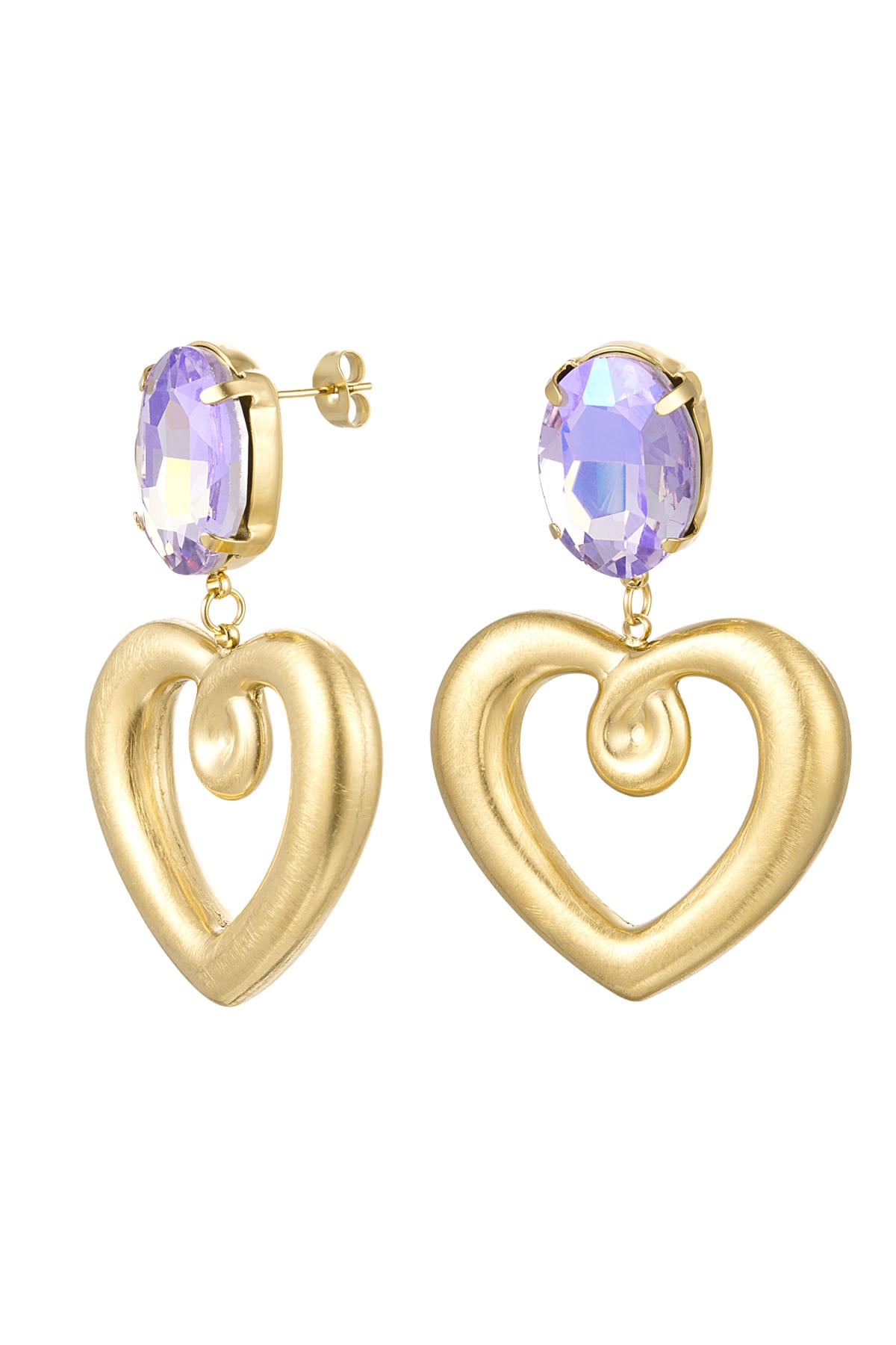 Earrings heart with glass beads - Gold Color Stainless Steel h5 