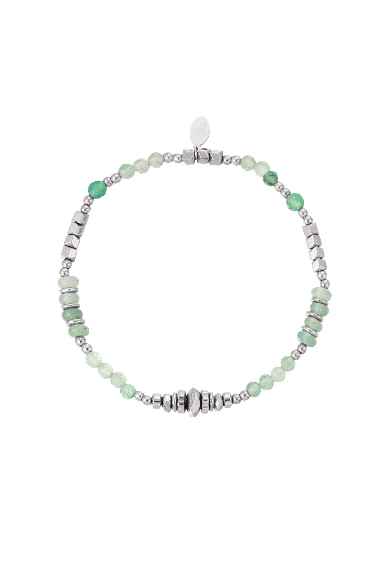 Bracelet bead party - green & silver Stainless Steel h5 