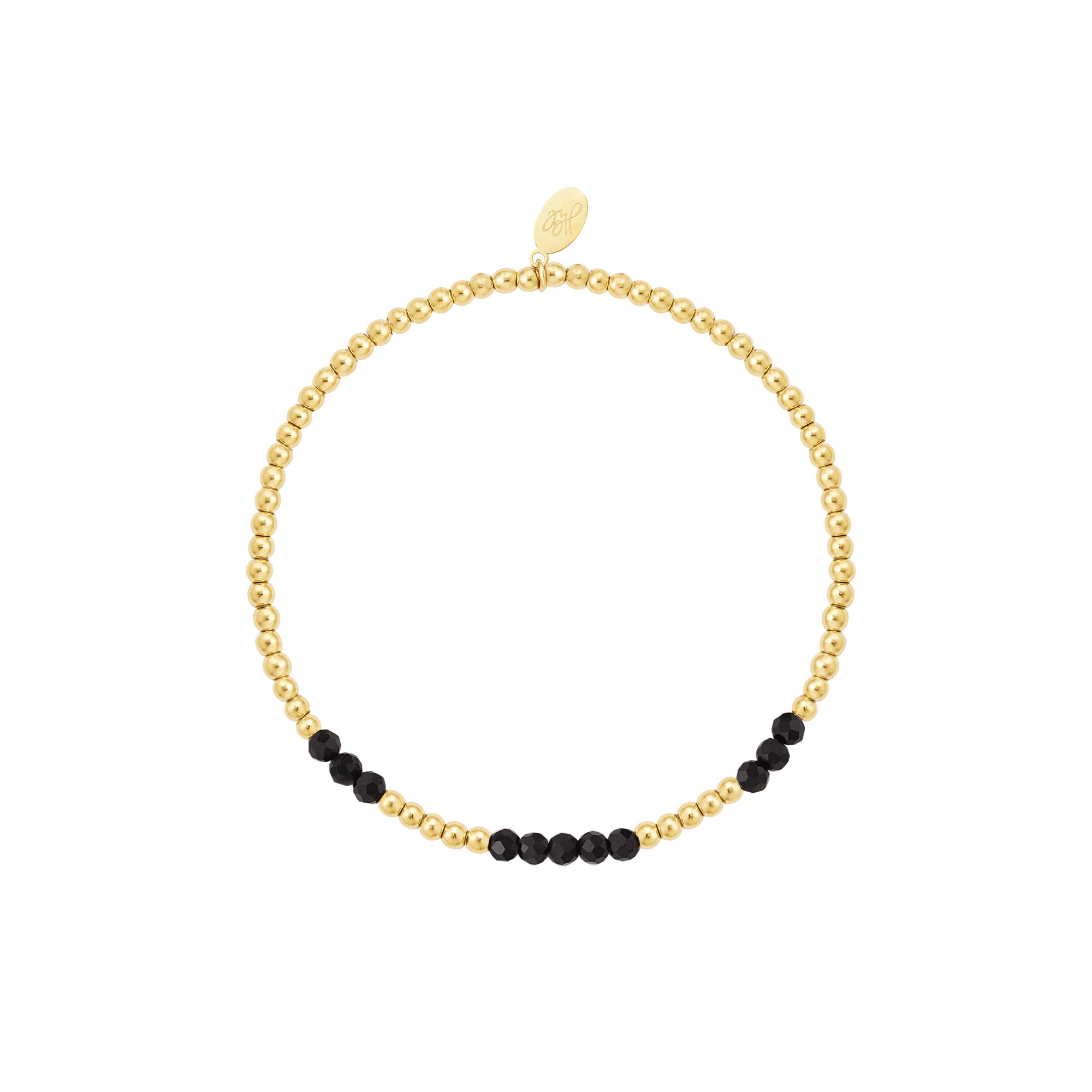 Beaded bracelet combined - black - Natural stones collection Black & Gold h5 