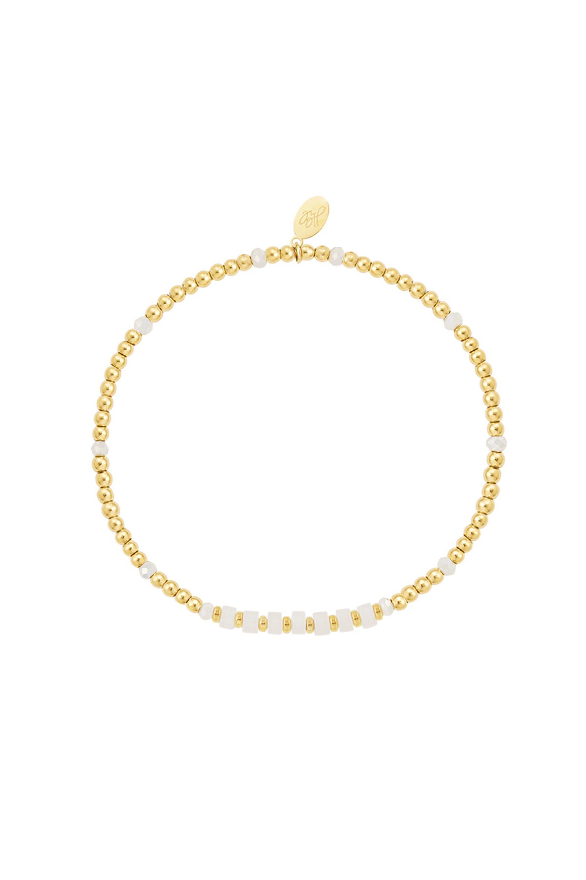 Bracelet different beads - gold/white Stainless Steel h5 