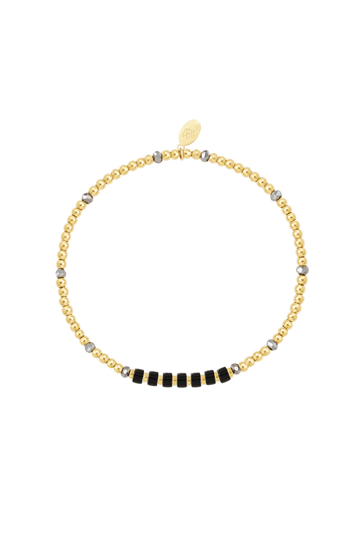 Bracelet different beads - black/gold Stainless Steel h5 