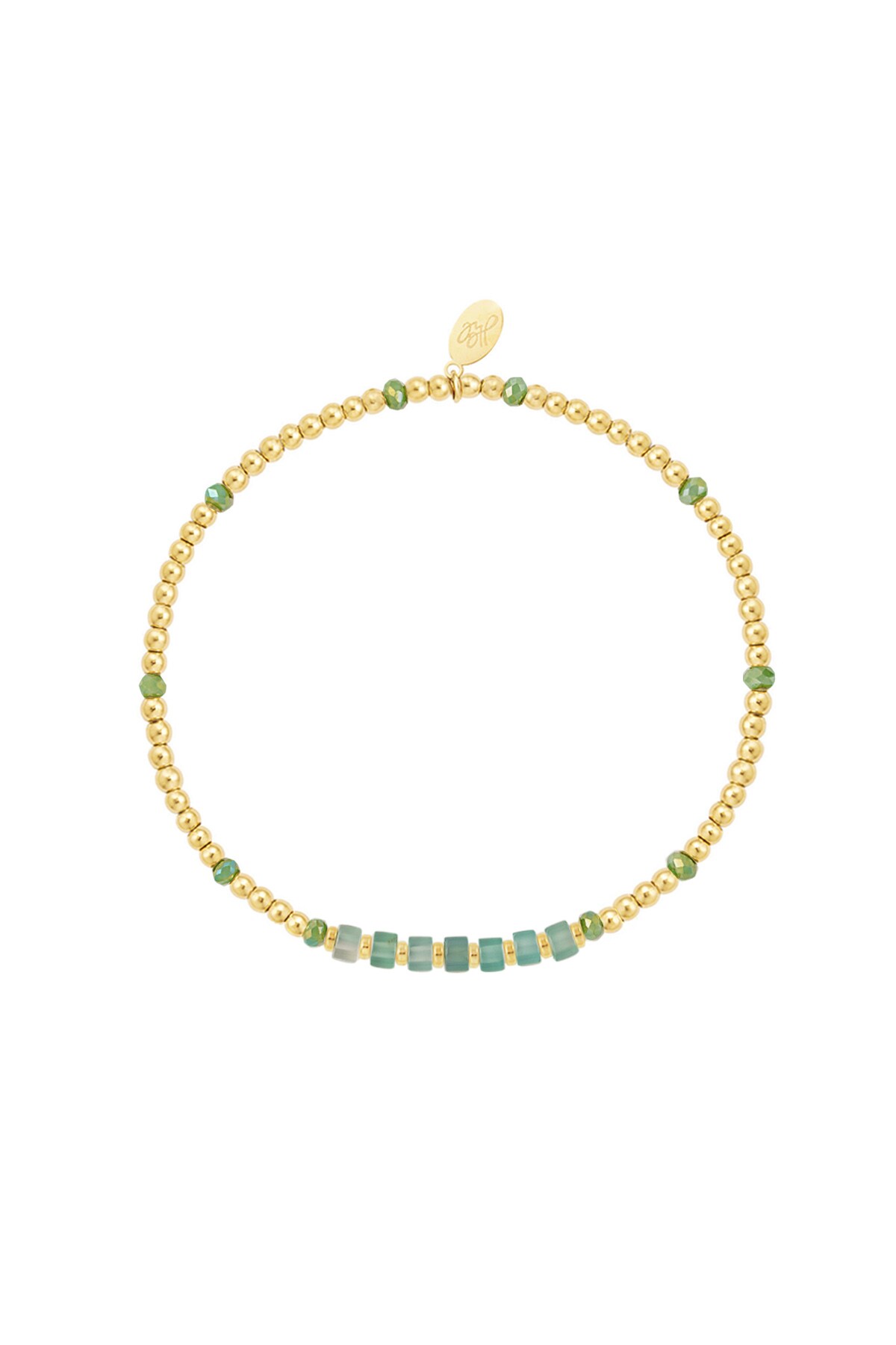 Bracelet different beads - gold/green Stainless Steel h5 