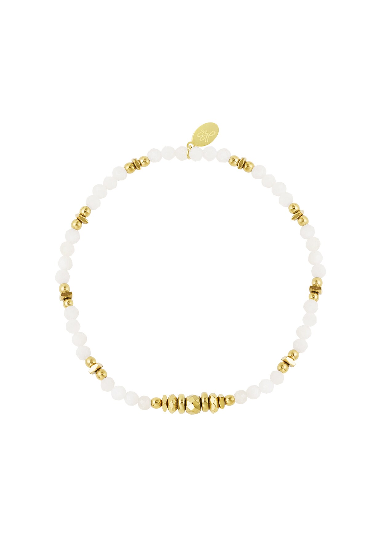 Beaded bracelet color - gold/white Stainless Steel 