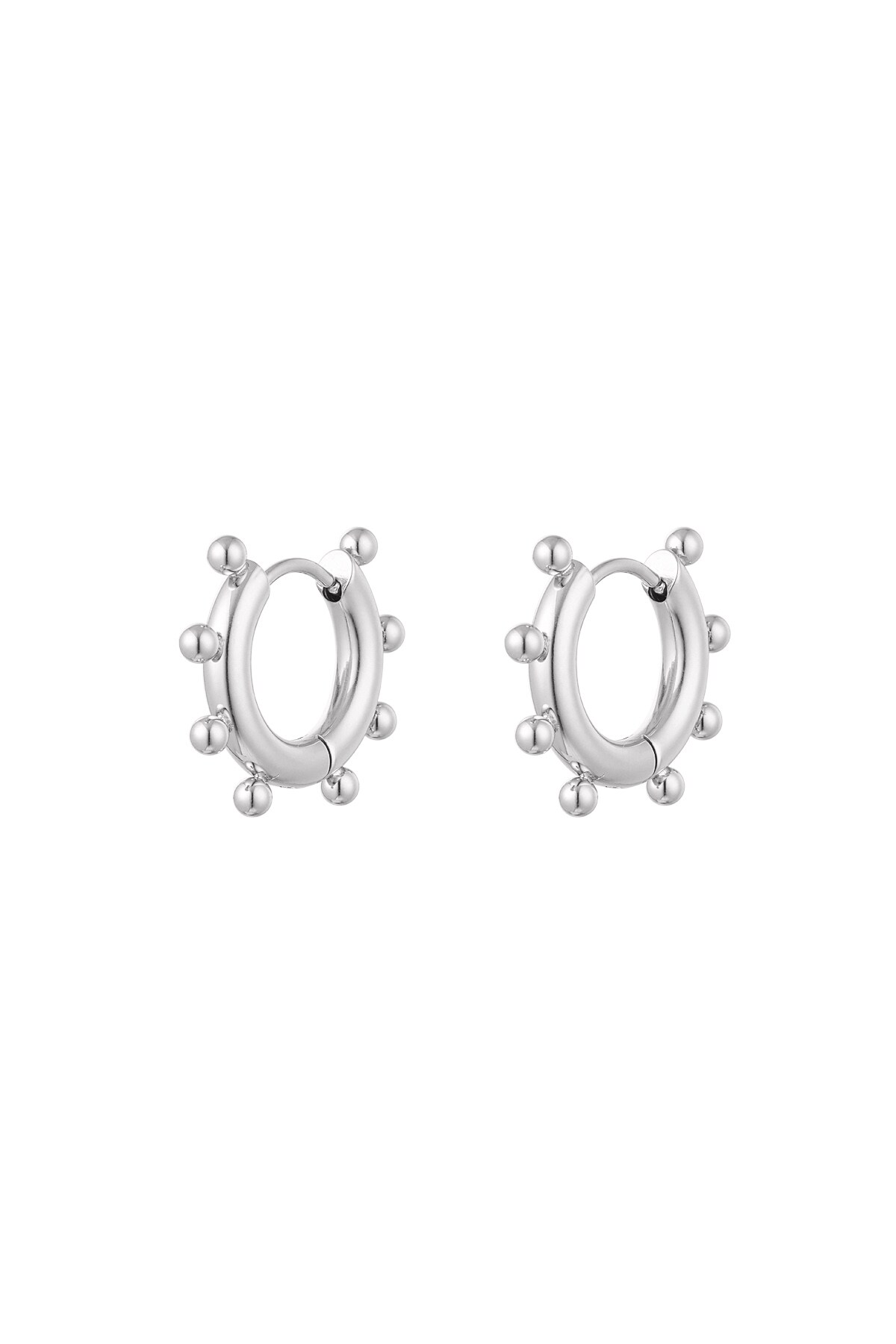 Earrings round balls small - silver Stainless Steel h5 