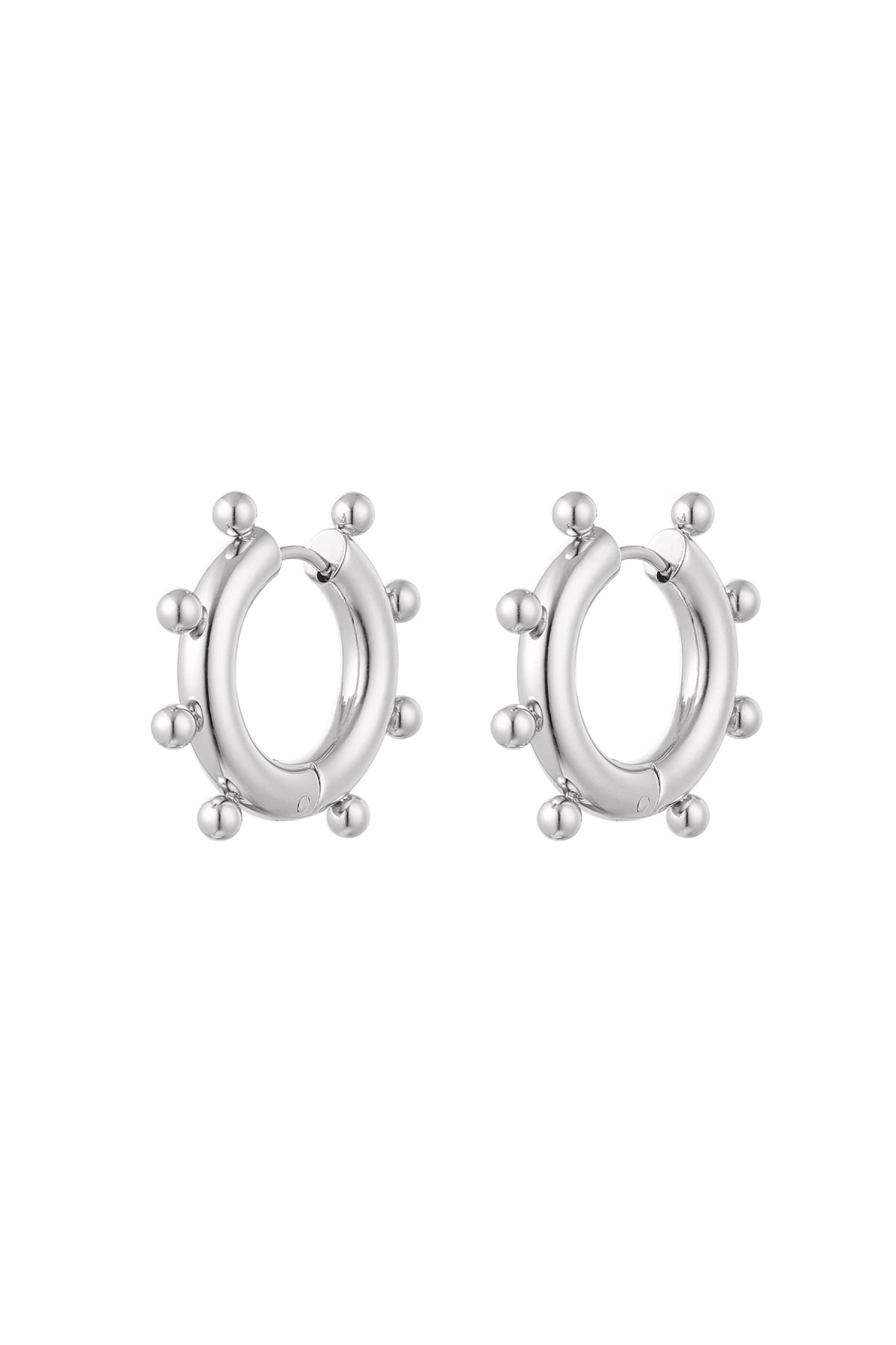 Earrings round balls large - silver color Stainless Steel h5 