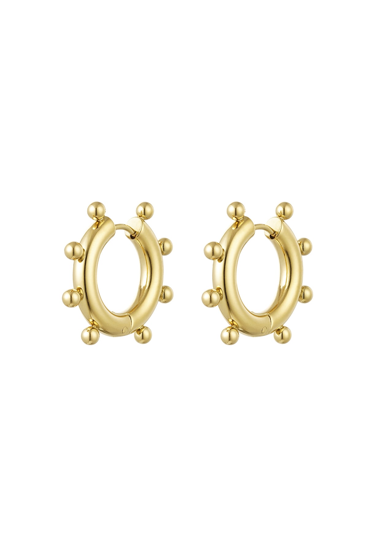 Earrings round balls large - Gold Color Stainless Steel h5 