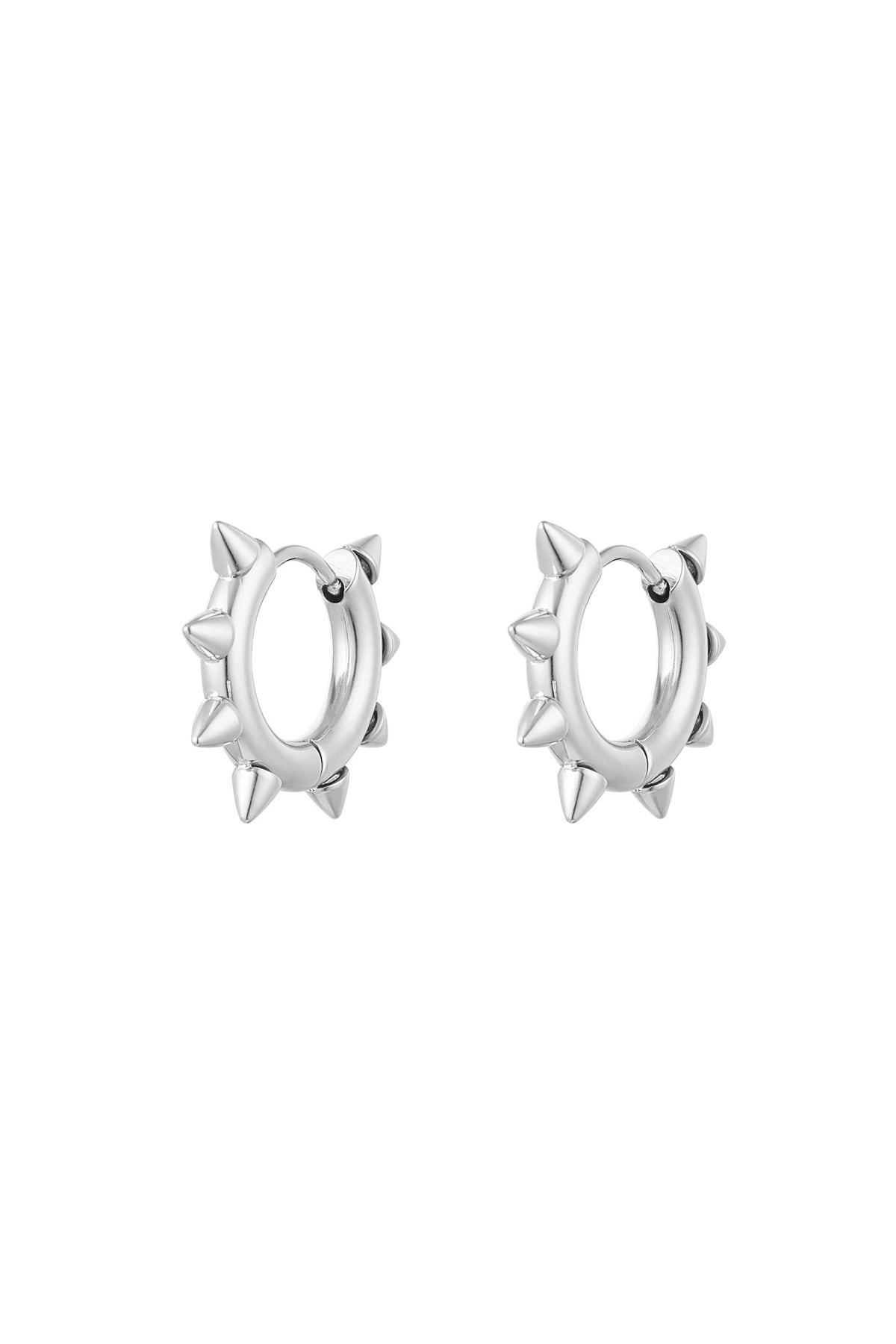 Earrings round spikes small - silver color Stainless Steel h5 