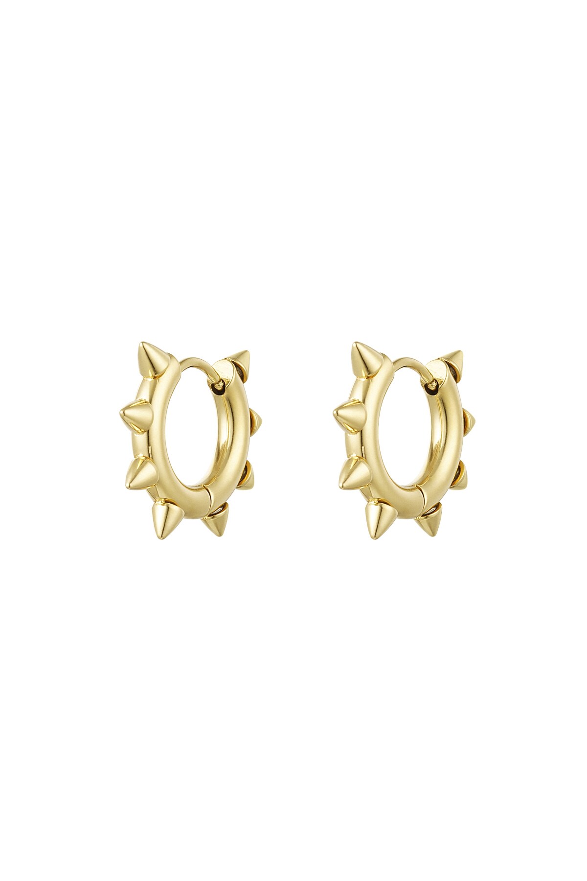 Earrings round spikes small - gold Stainless Steel h5 