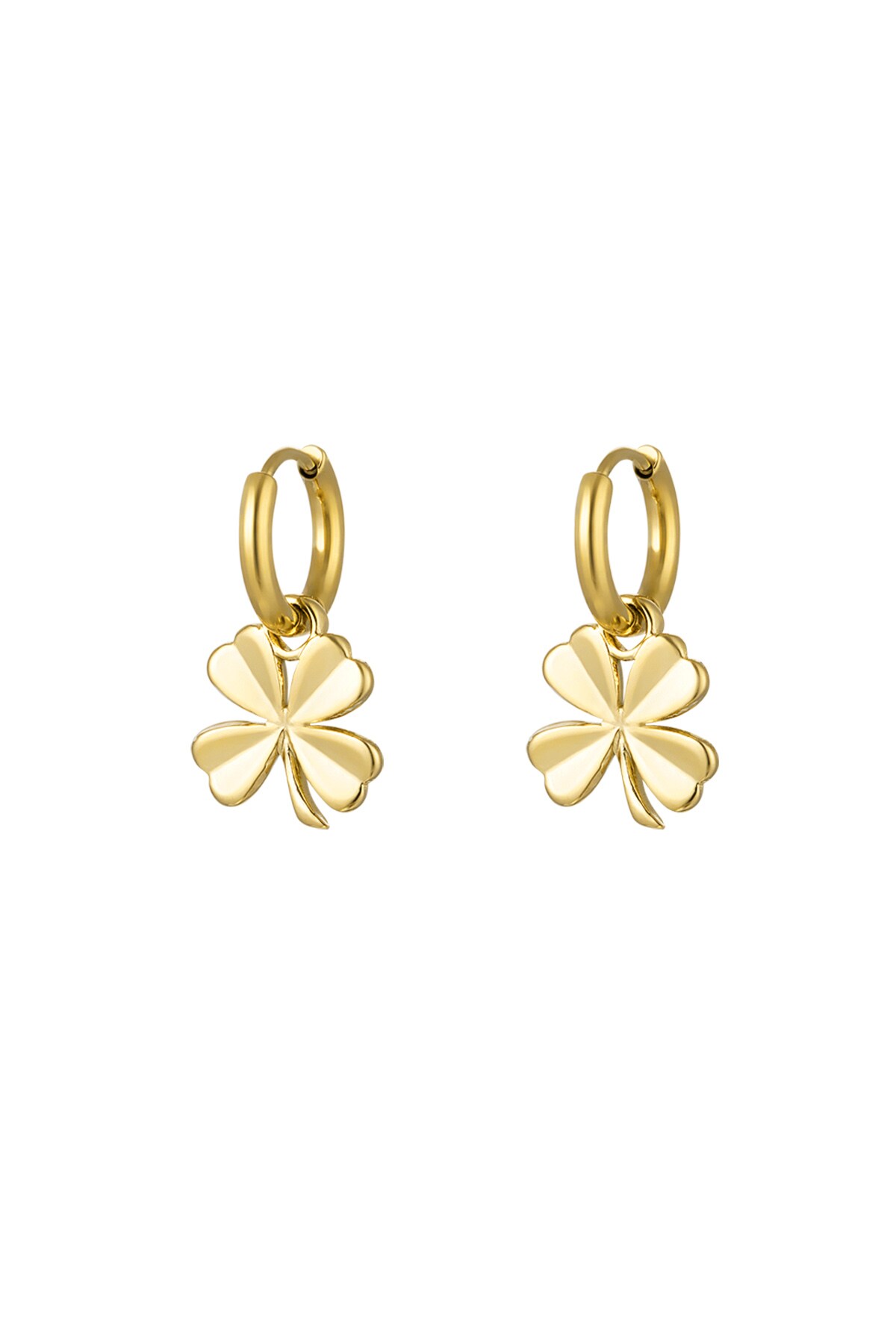 Earrings basic four-leaf clover - gold Stainless Steel h5 