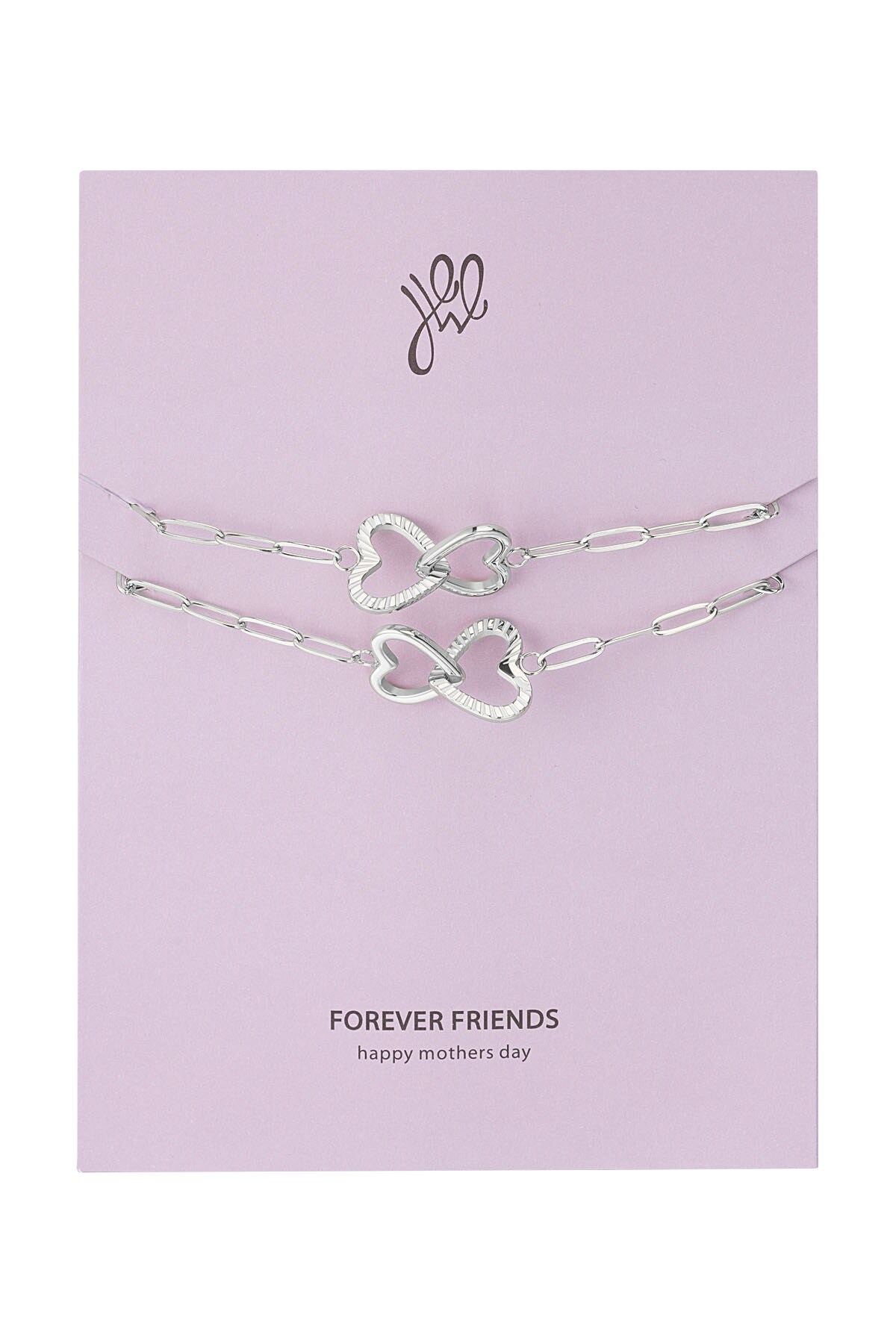 Set bracelets connected heart - mother's day - silver Stainless Steel 