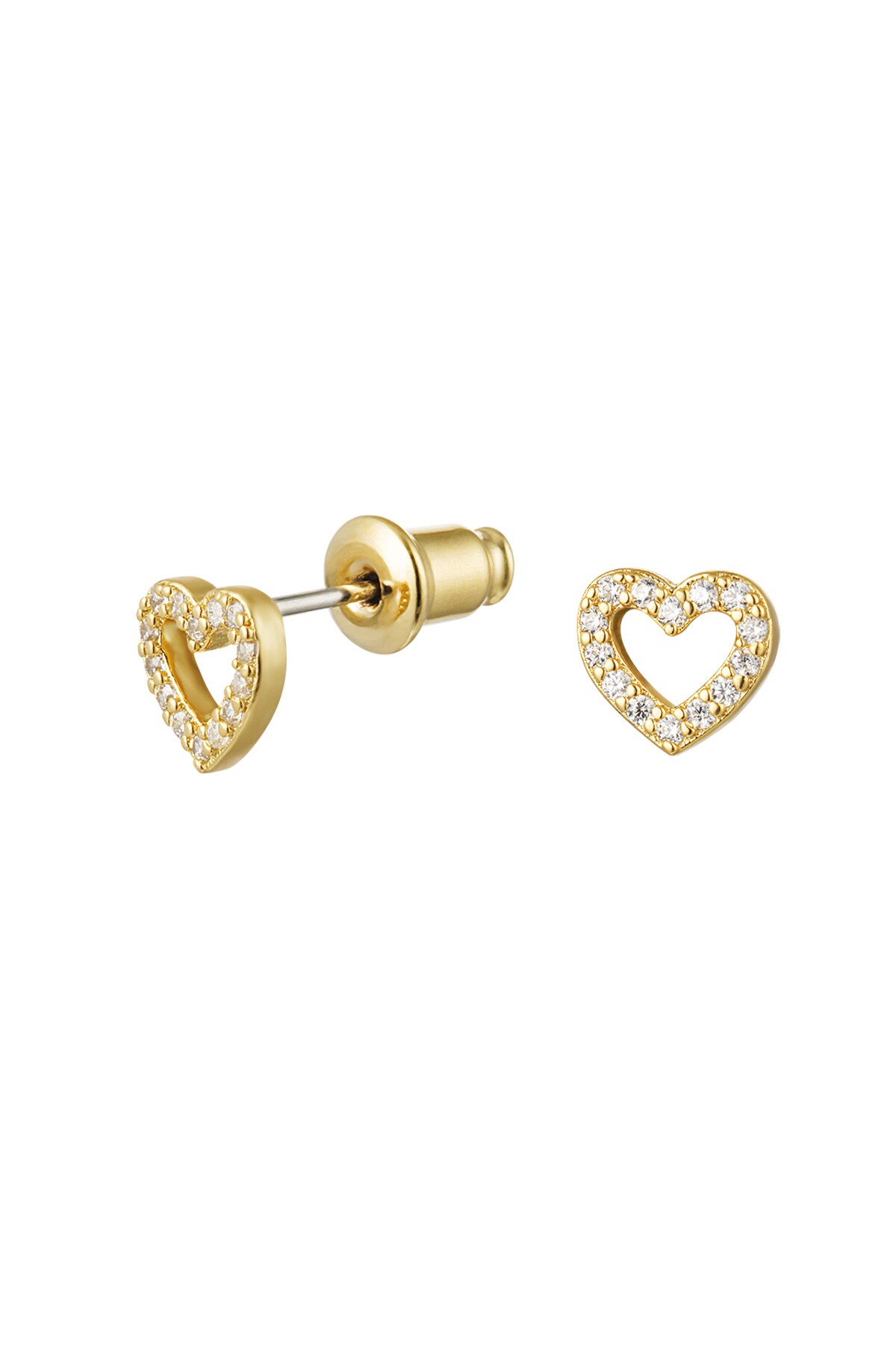 Ear stud heart - gold Copper h5 