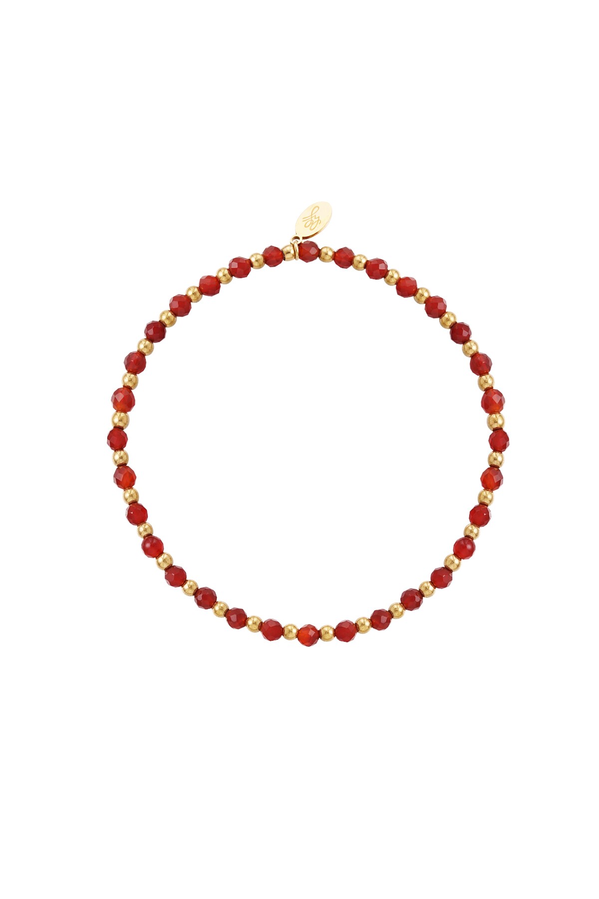 Red / Beaded bracelet - wine red/gold 