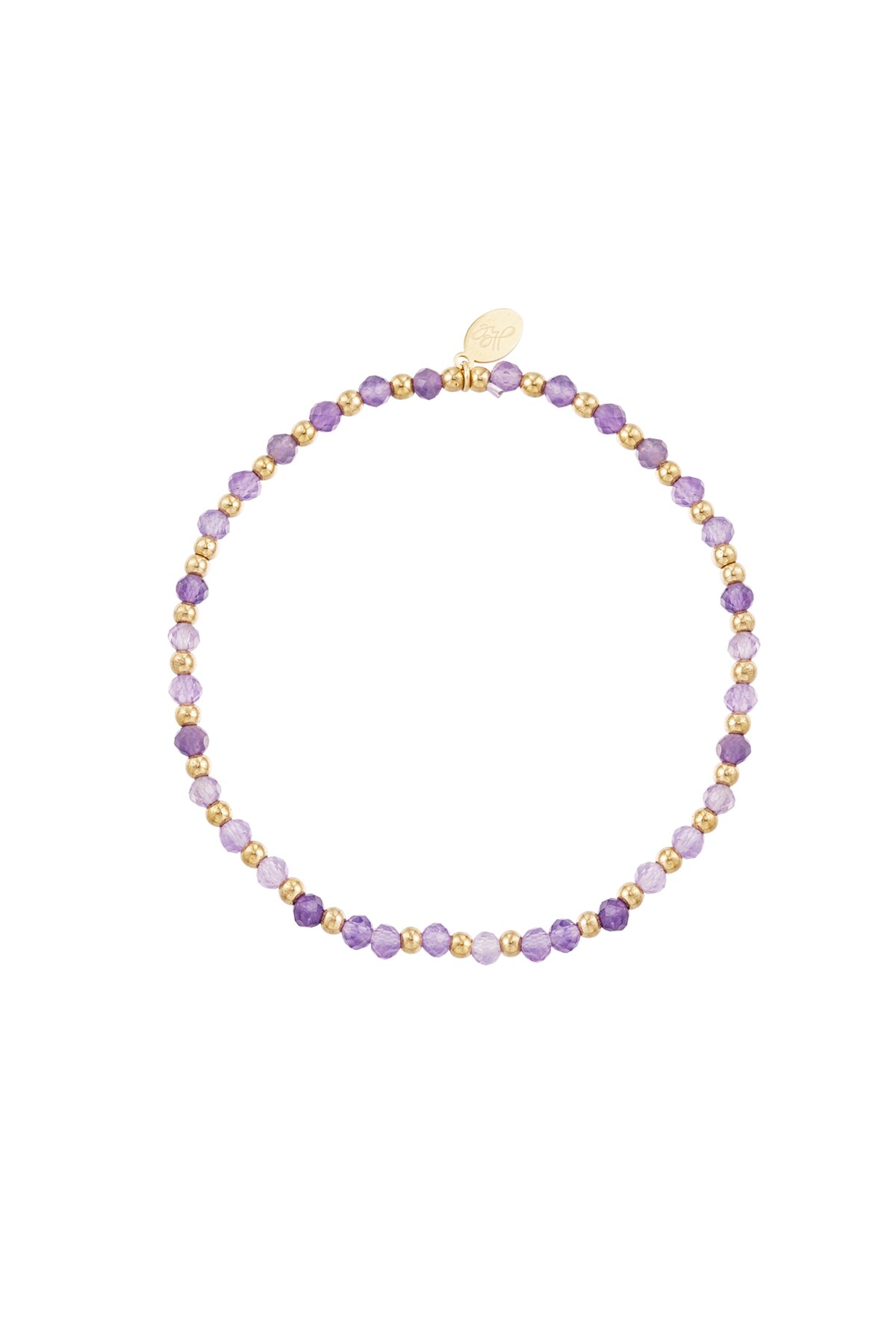 Beaded bracelet - lilac/gold 