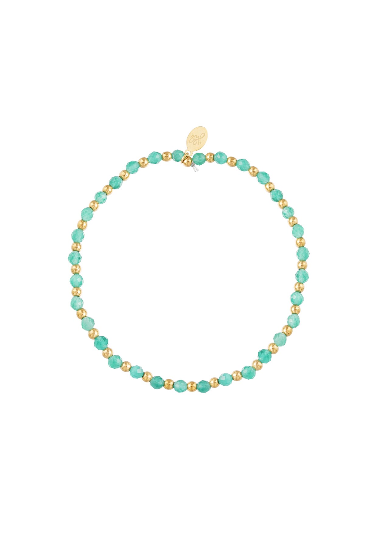 Green & Gold / Beaded bracelet - turquoise/gold Picture5