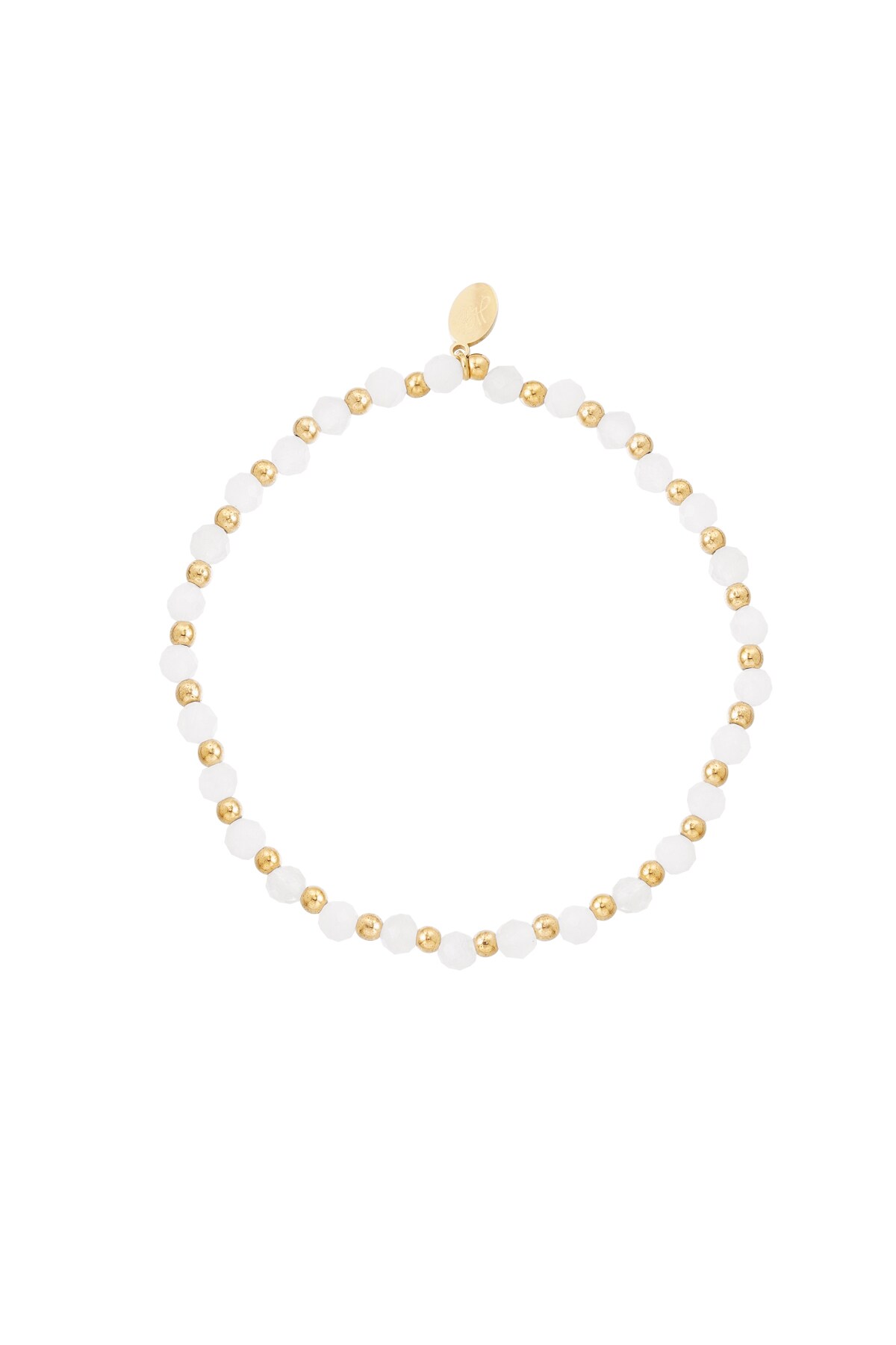 Beaded bracelet - white/gold 