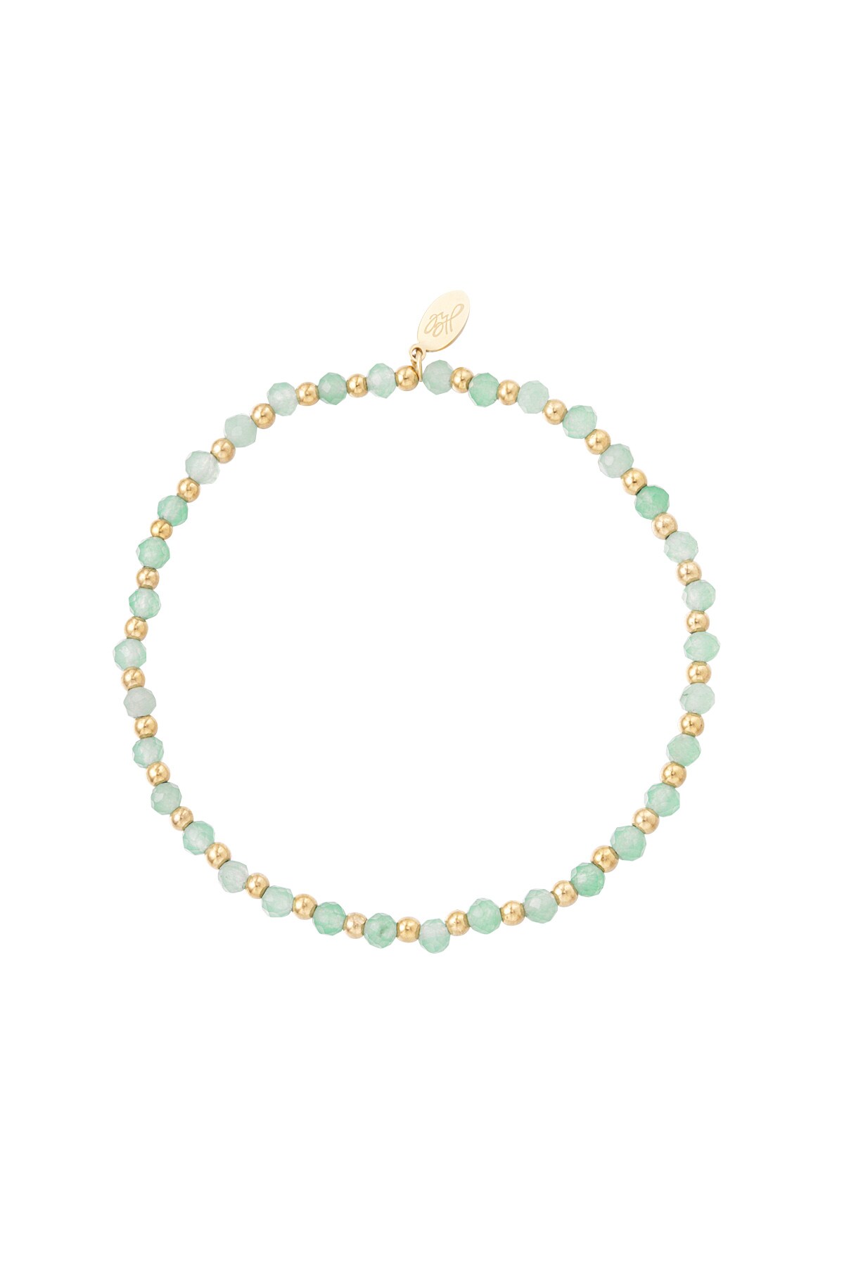 Beaded bracelet - light green/gold h5 