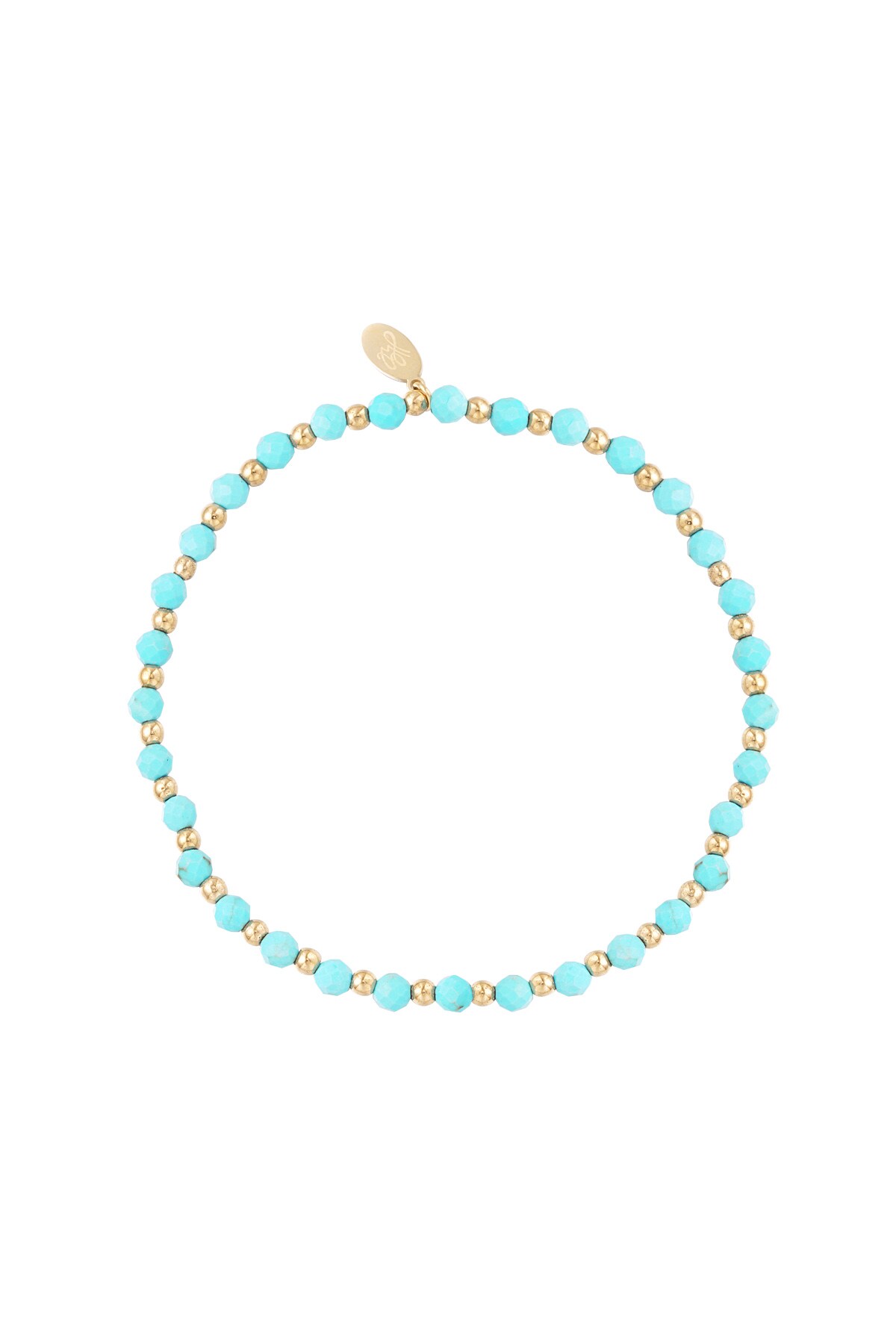 Beaded bracelet - bright blue/gold 