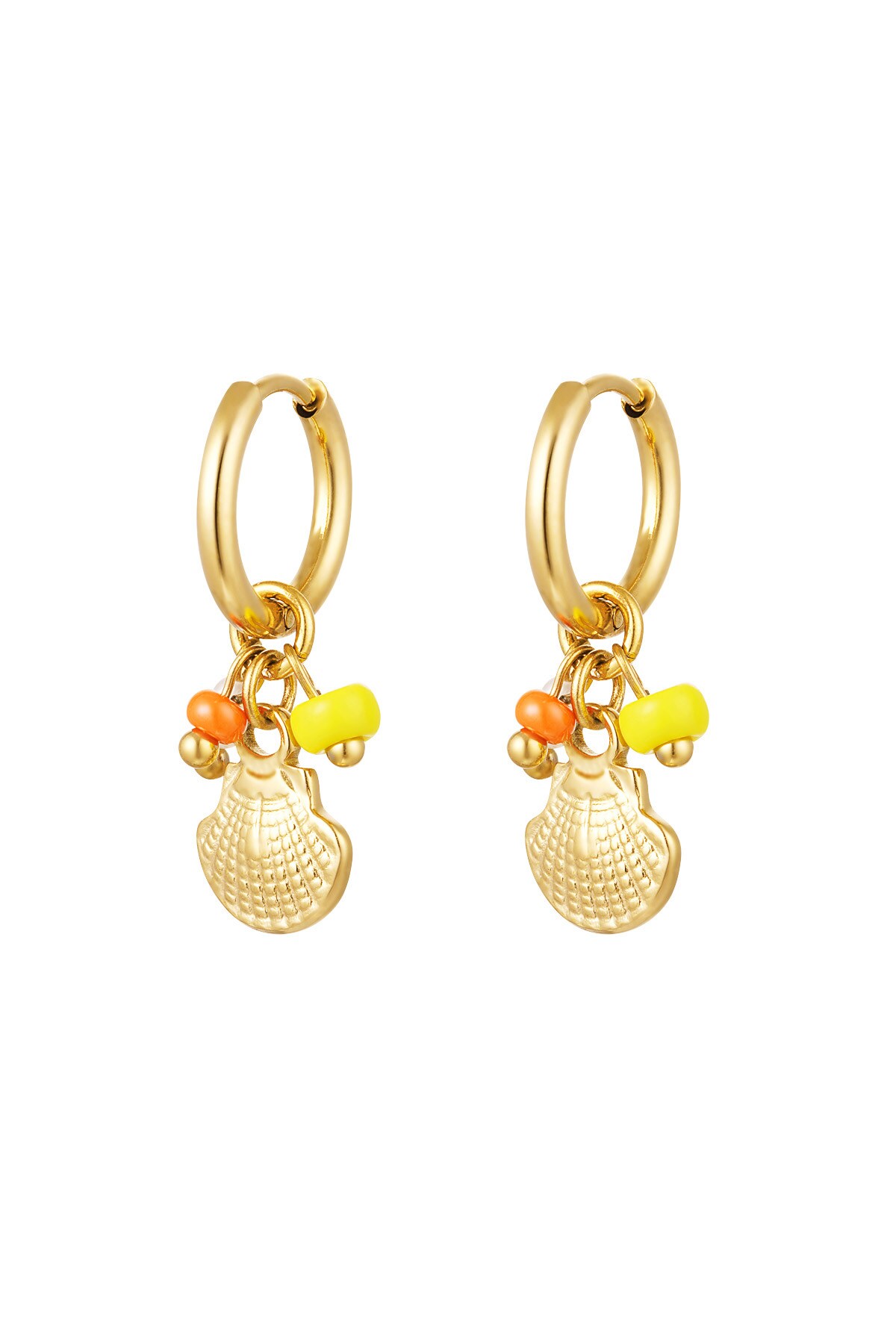 Earrings beads with shell - Gold color h5 