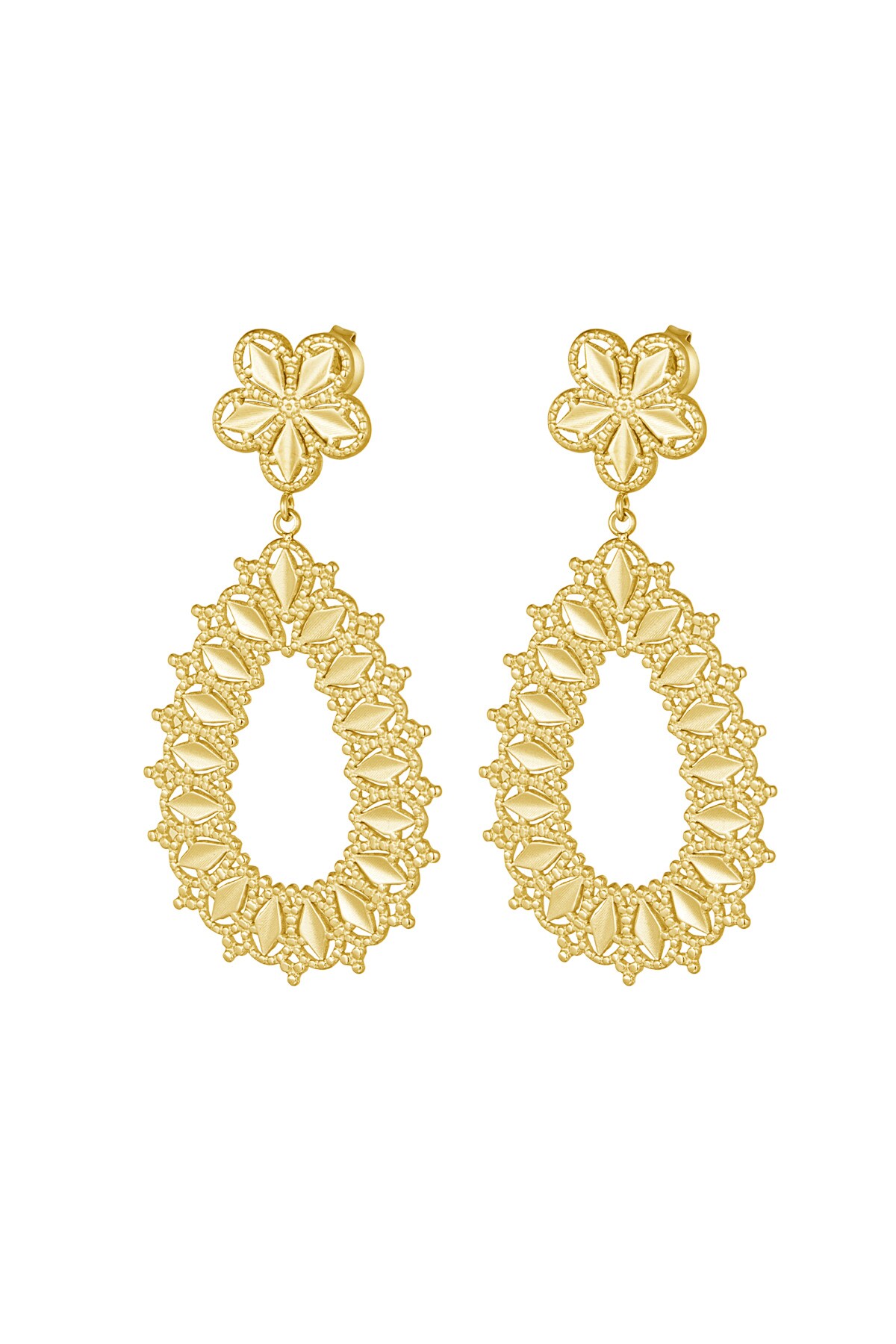 Flower drop earrings - Gold color 