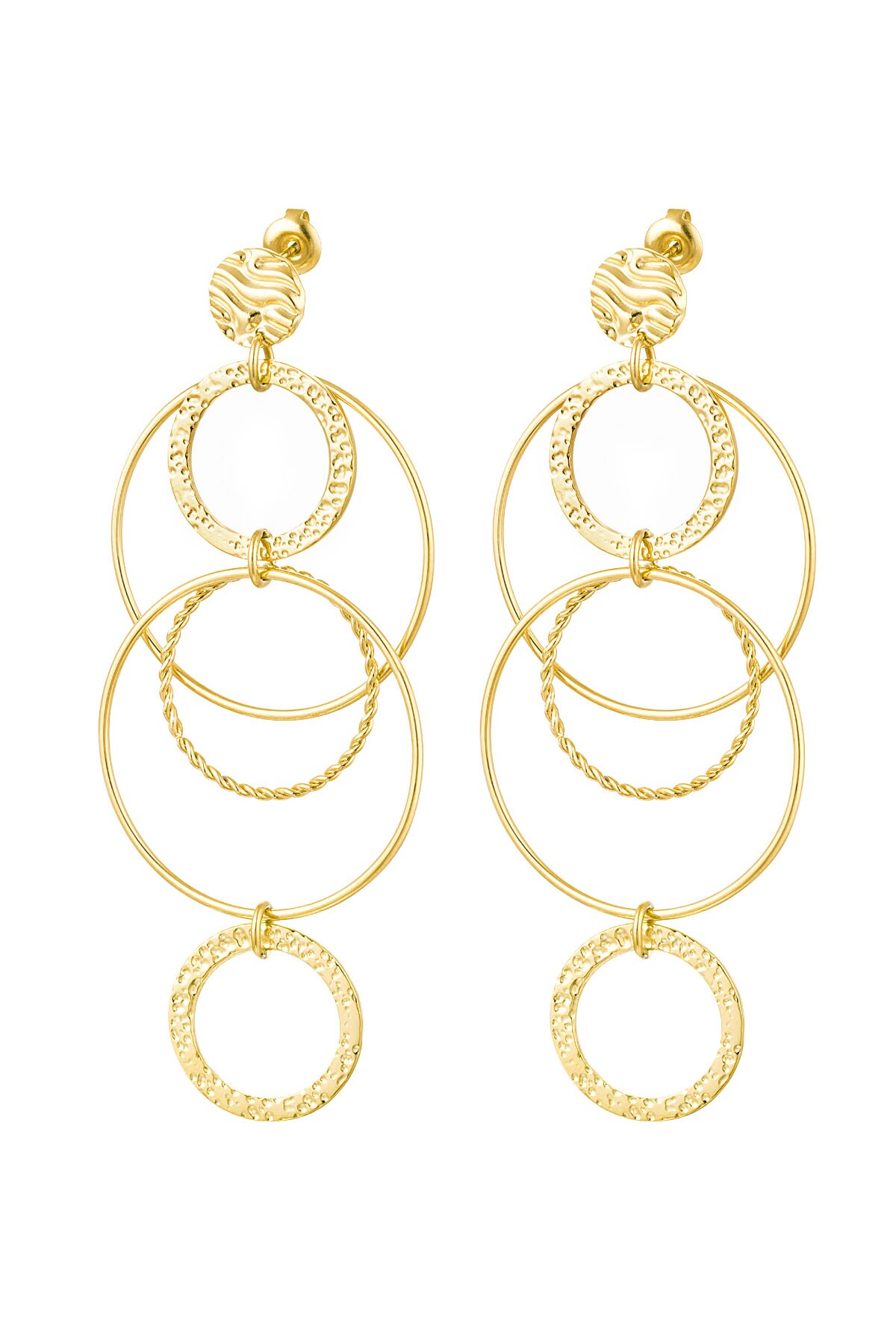 Earrings different rings - Gold color h5 