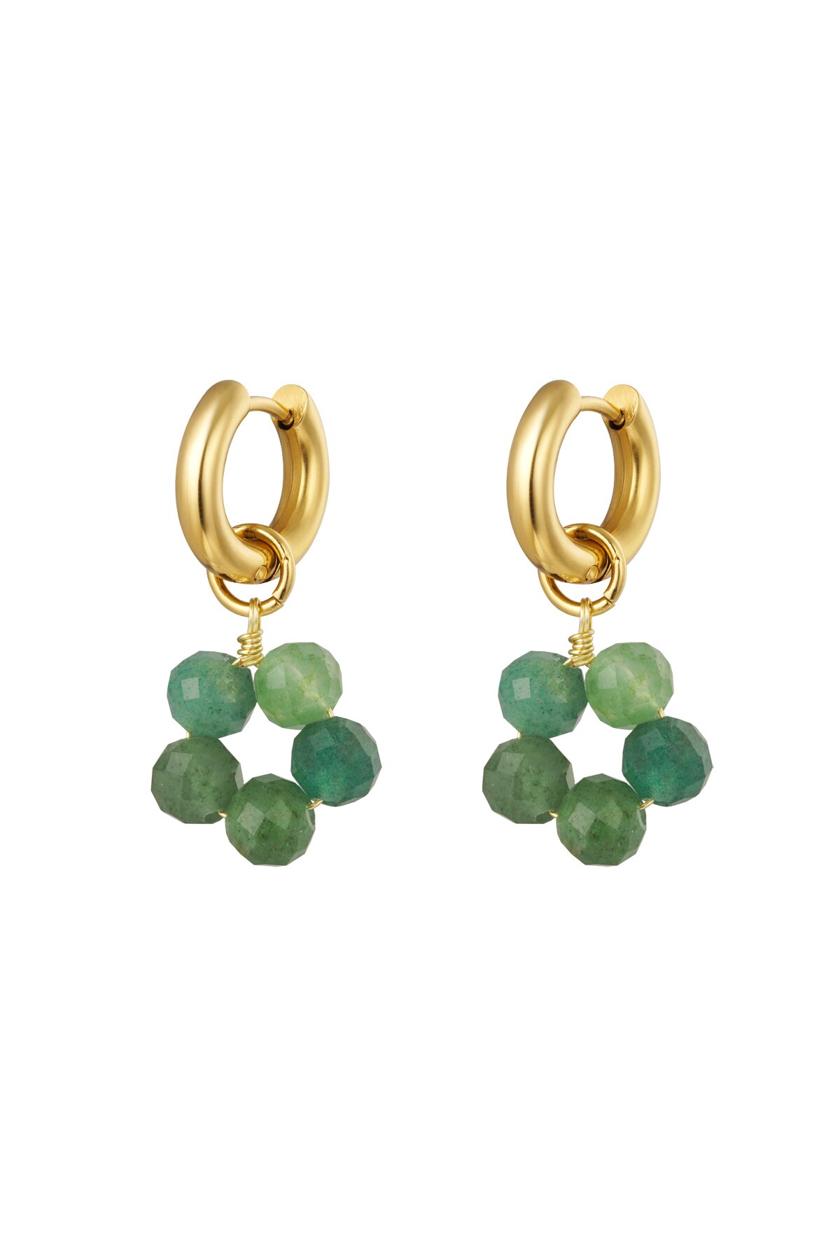 Earrings beaded flower - green 