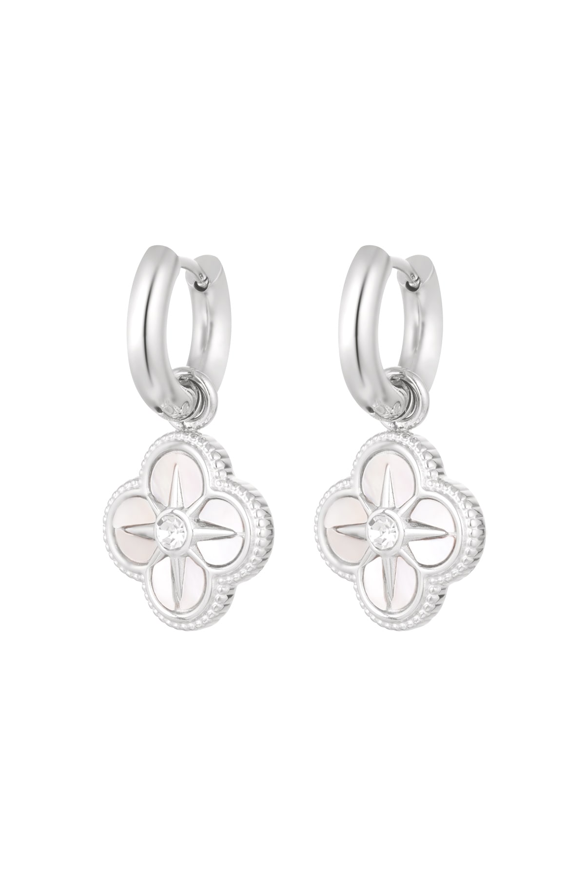 Earrings with flower/star charm - Silver Color color h5 