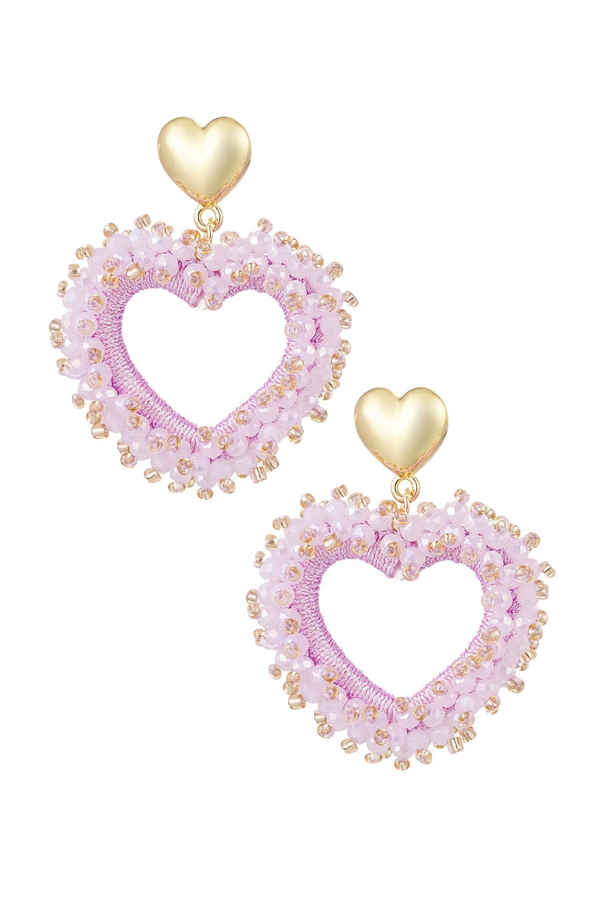 Heart Earrings Pink With Crystal - Copper h5 