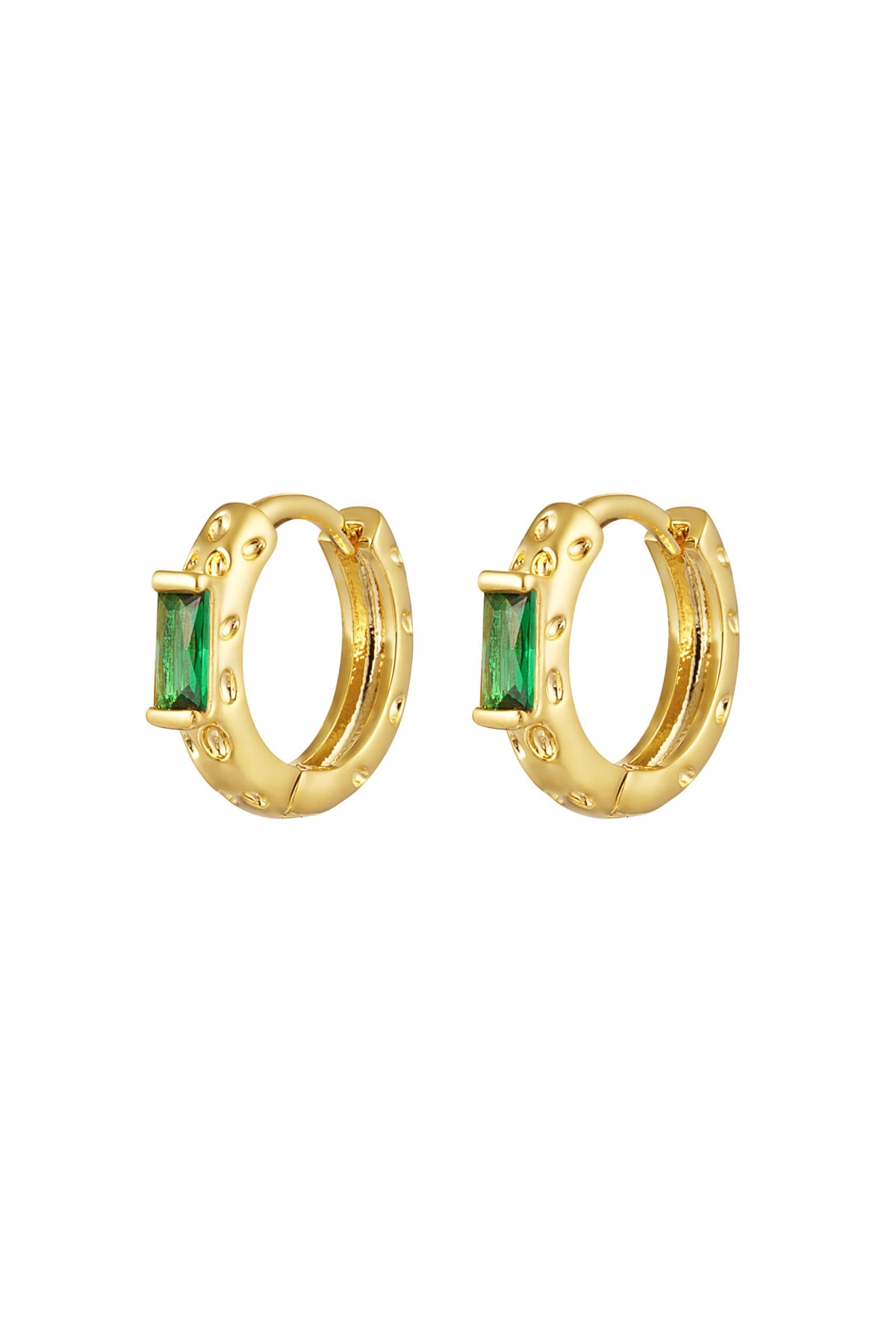 Pendientes estampado con piedra - Cobre verde y dorado h5 