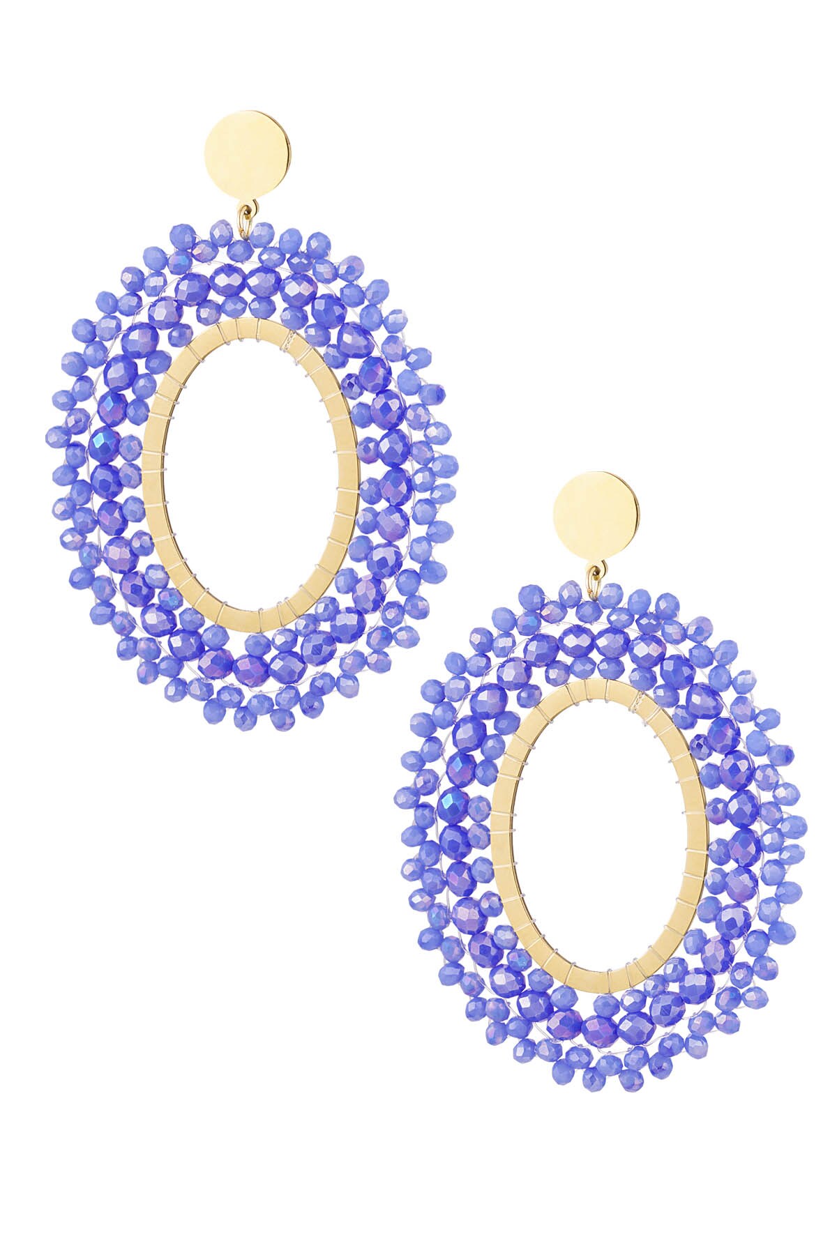 Earrings beaded party - dark blue & gold Stainless Steel h5 