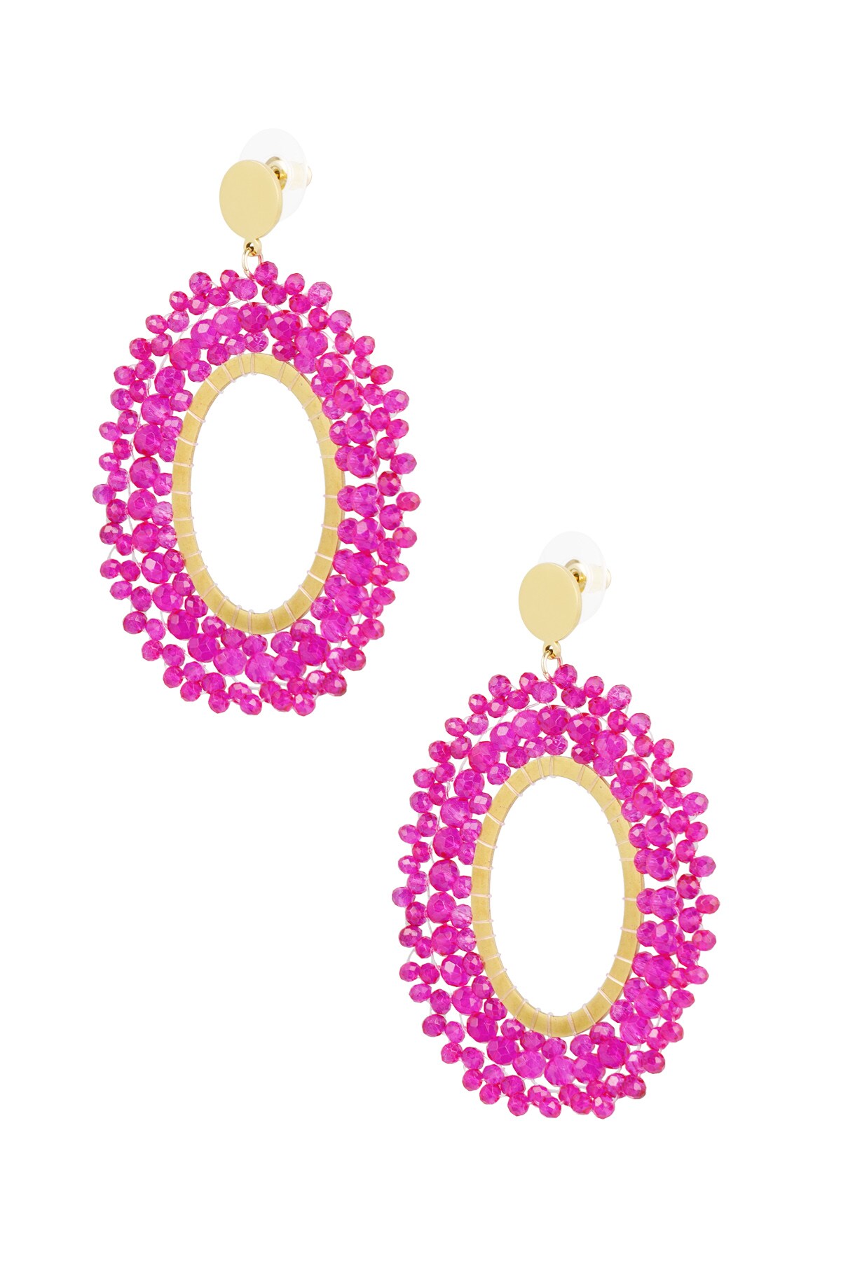 Earrings beads party - fuchsia & gold Stainless Steel h5 