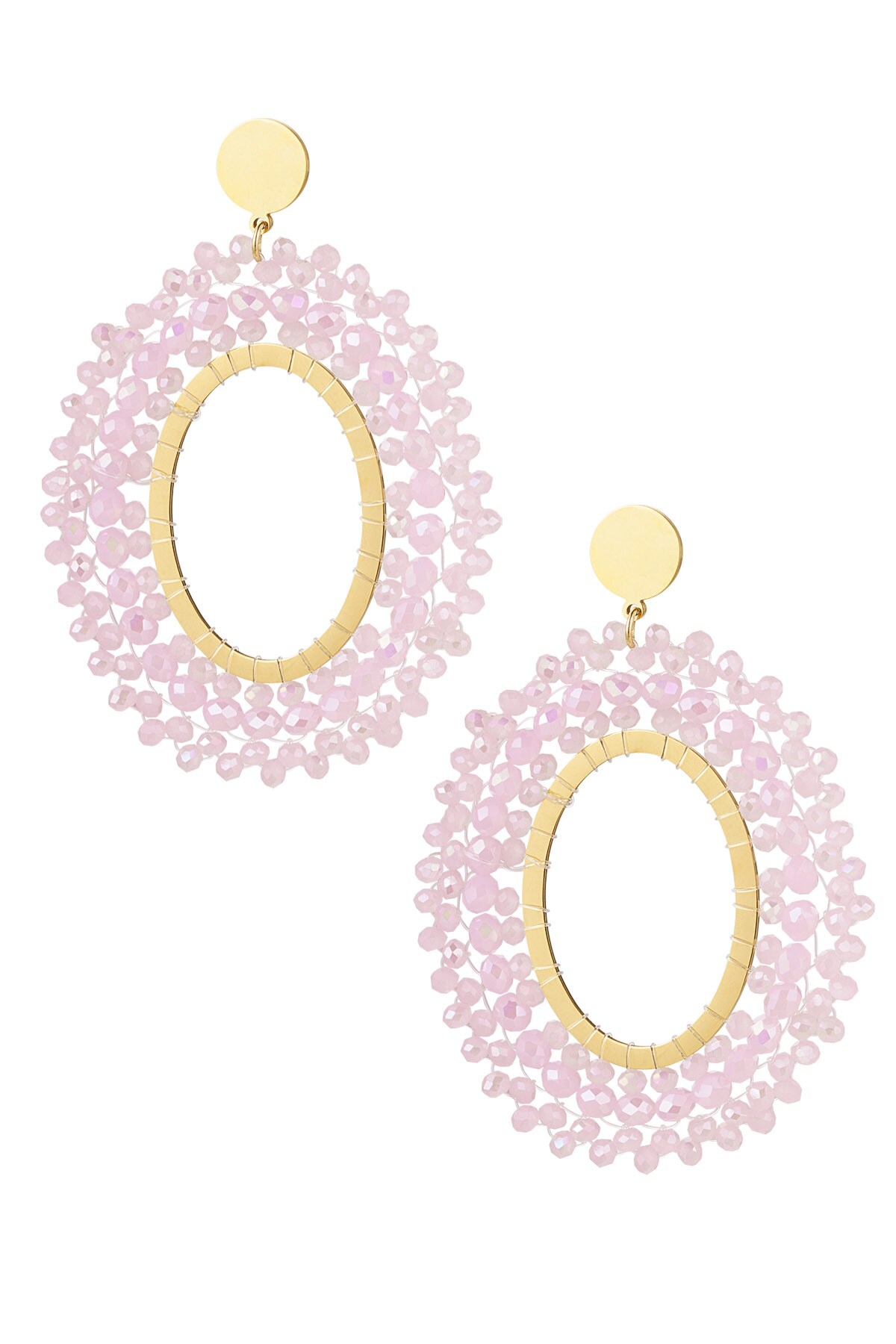 Earrings beaded party - pink & gold Stainless Steel 