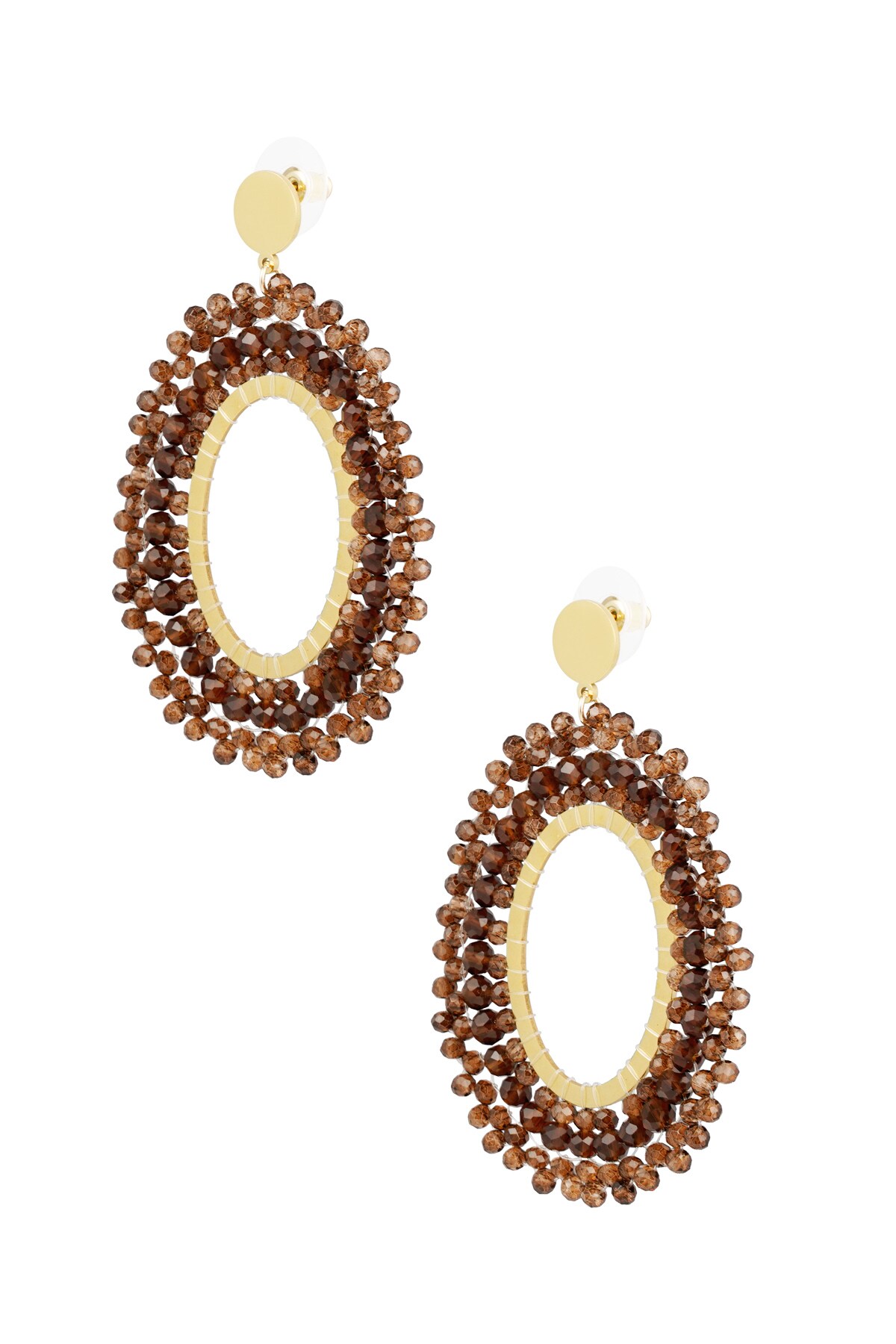 Earrings beads party - brown & gold Stainless Steel h5 