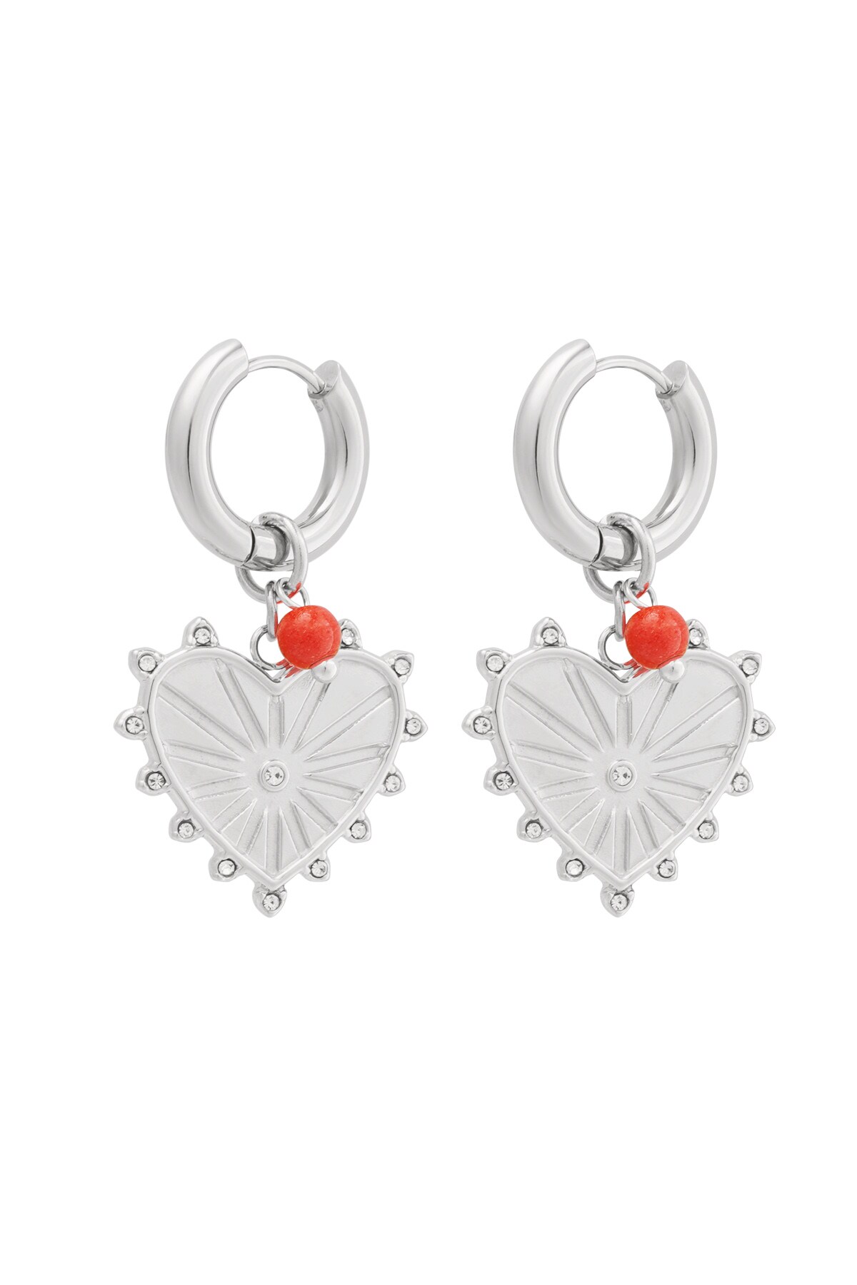 Earrings heart with spikes - Silver color h5 