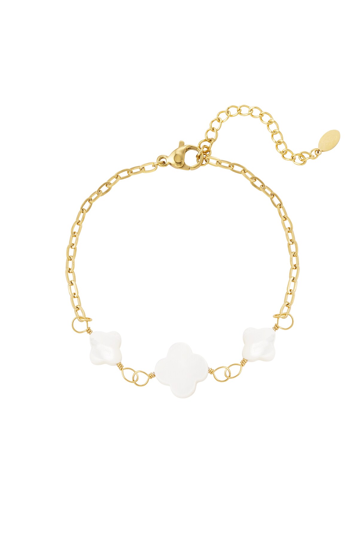 Bracelet with clovers - Gold color h5 