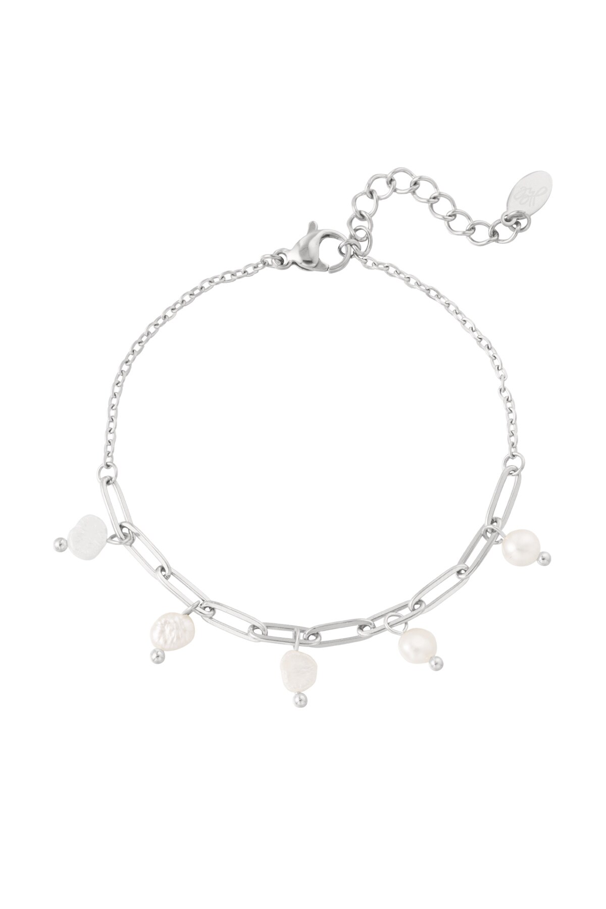 Link bracelet with pearls - Silver color h5 