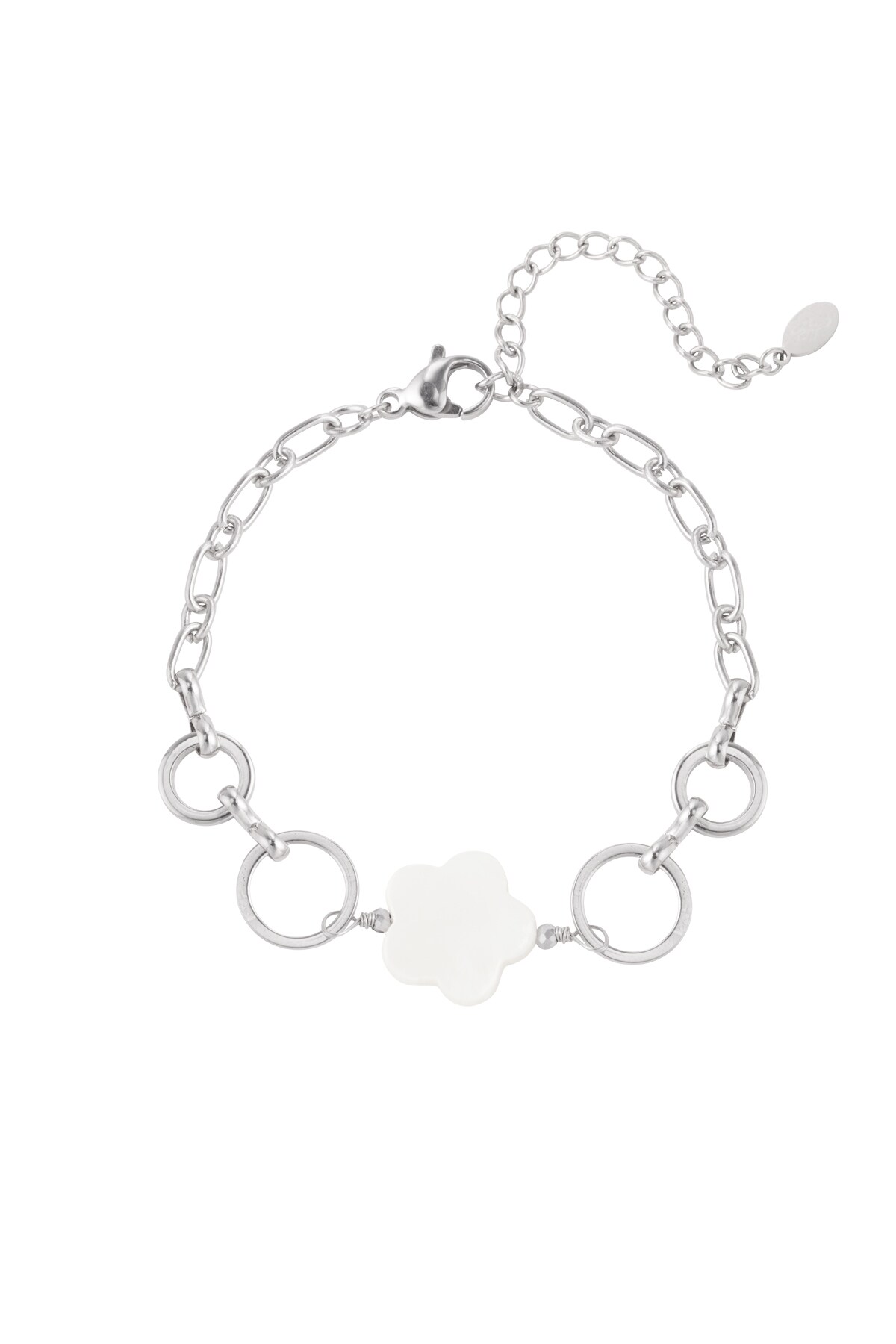 Bracelet flower and rings - Silver color h5 