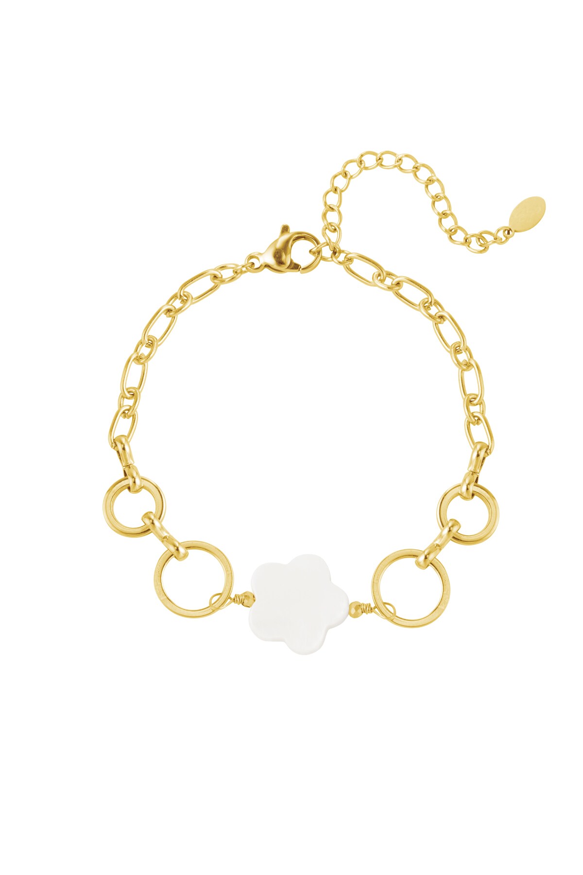 Bracelet flower and rings - Gold color h5 