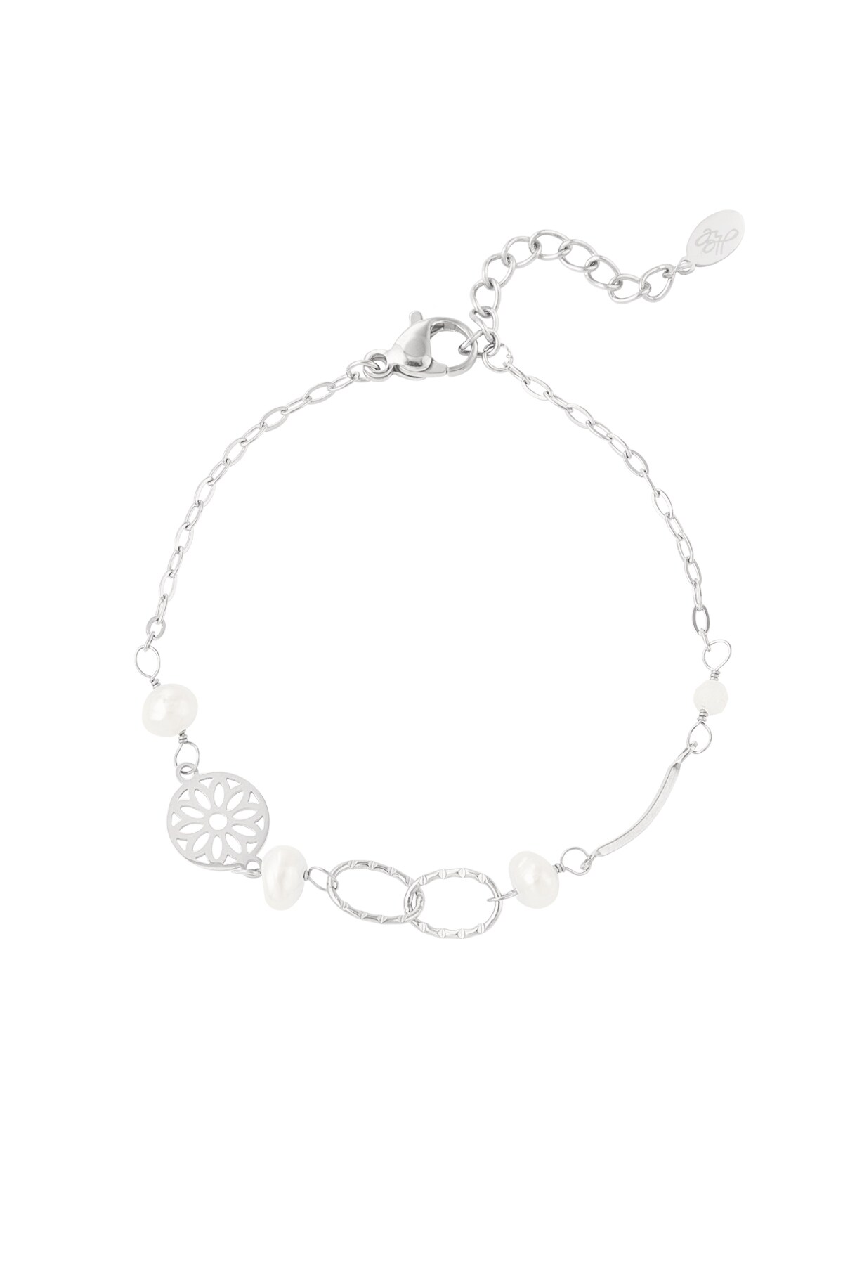 Bracelet linked with pearls - Silver color h5 