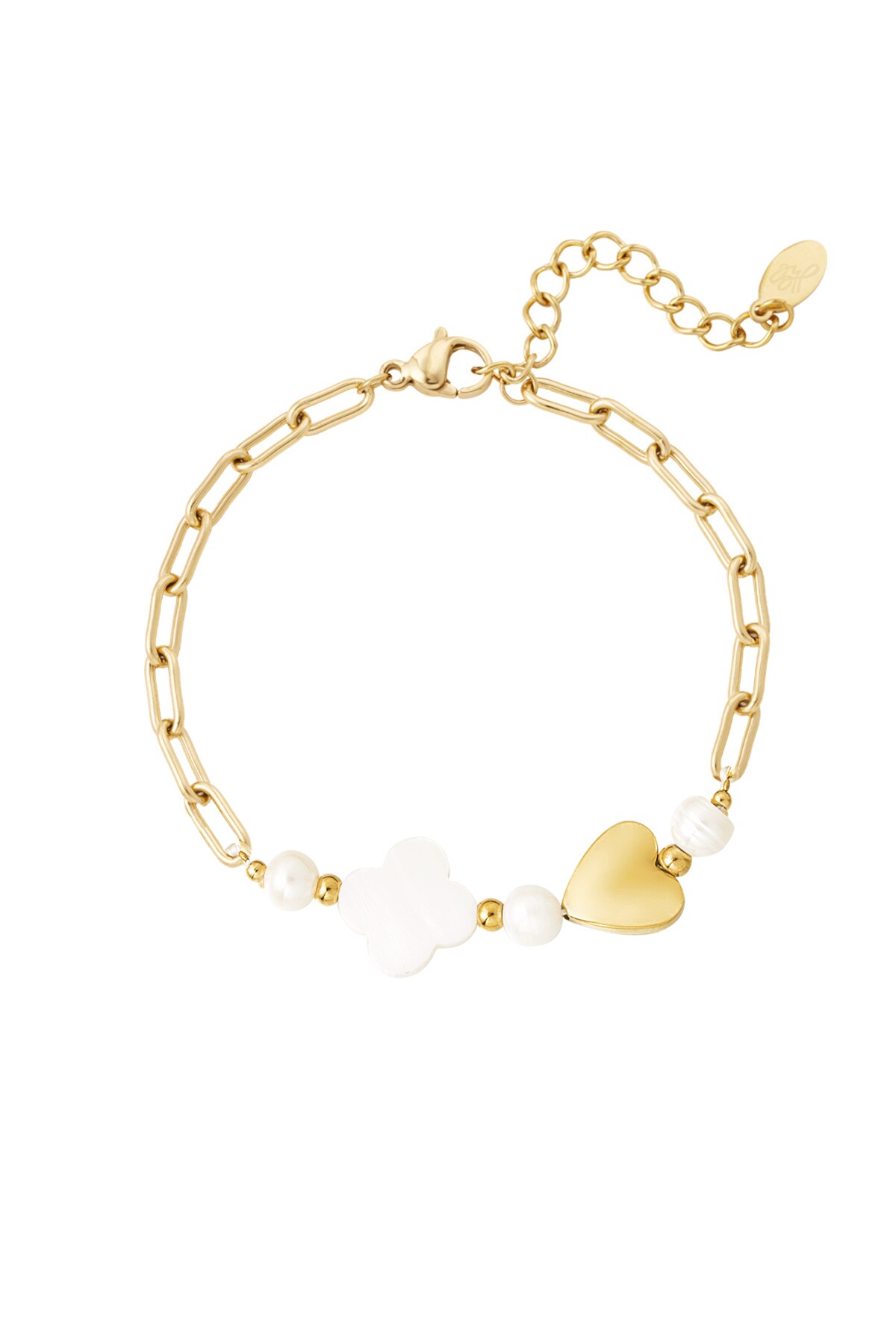 Bracelet heart and clover - Gold color h5 