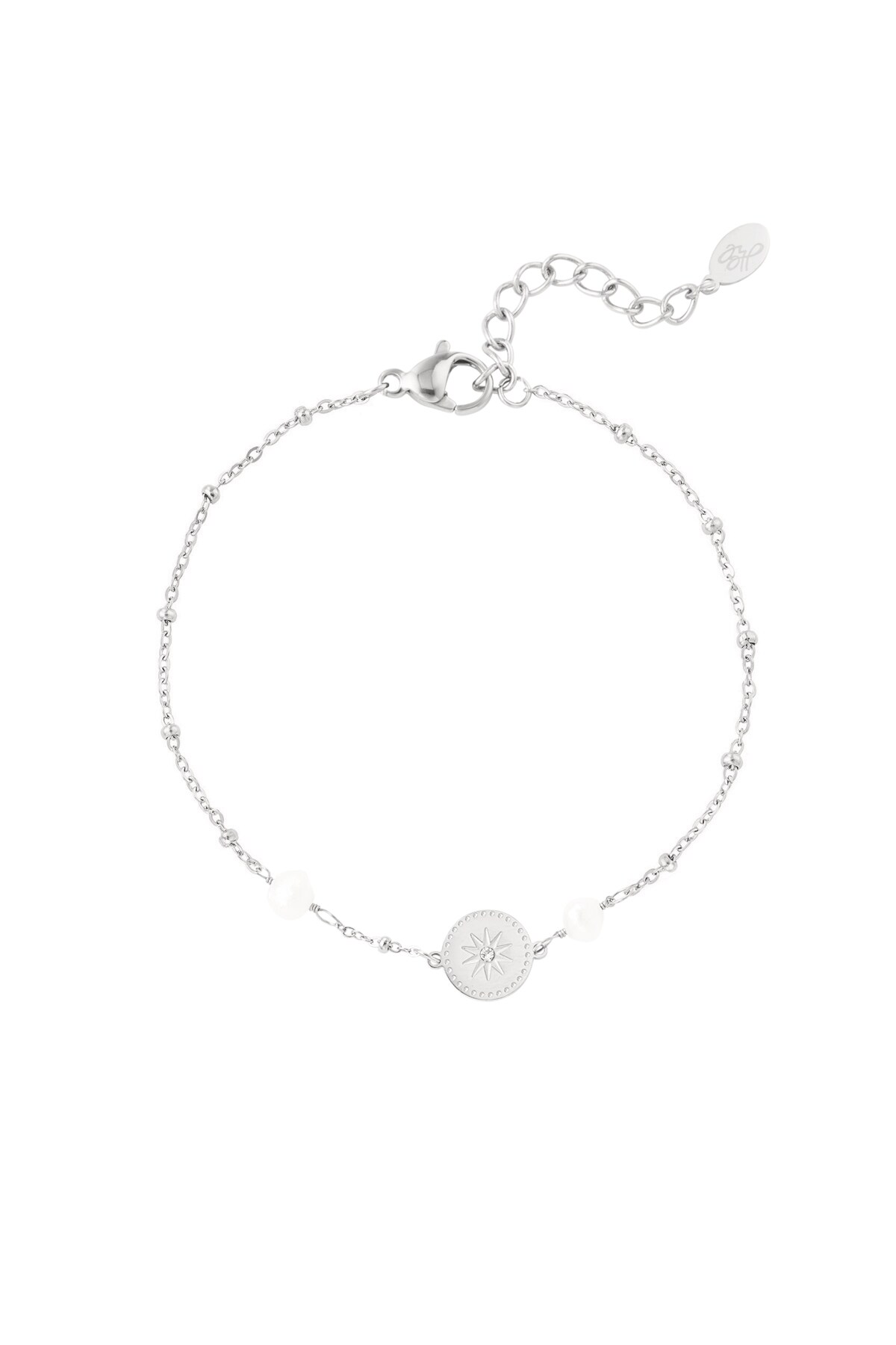 Bracelet with charm and pearls - Silver color h5 