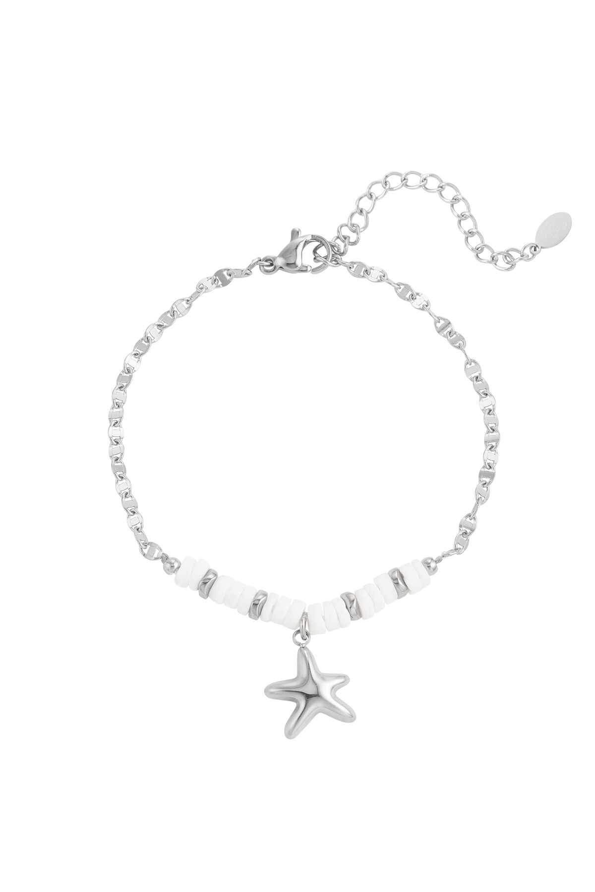 Bracelet beads and starfish - Silver color h5 