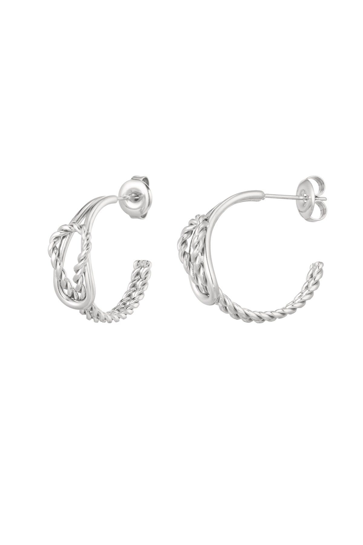 Earrings subtle pattern - Silver color h5 