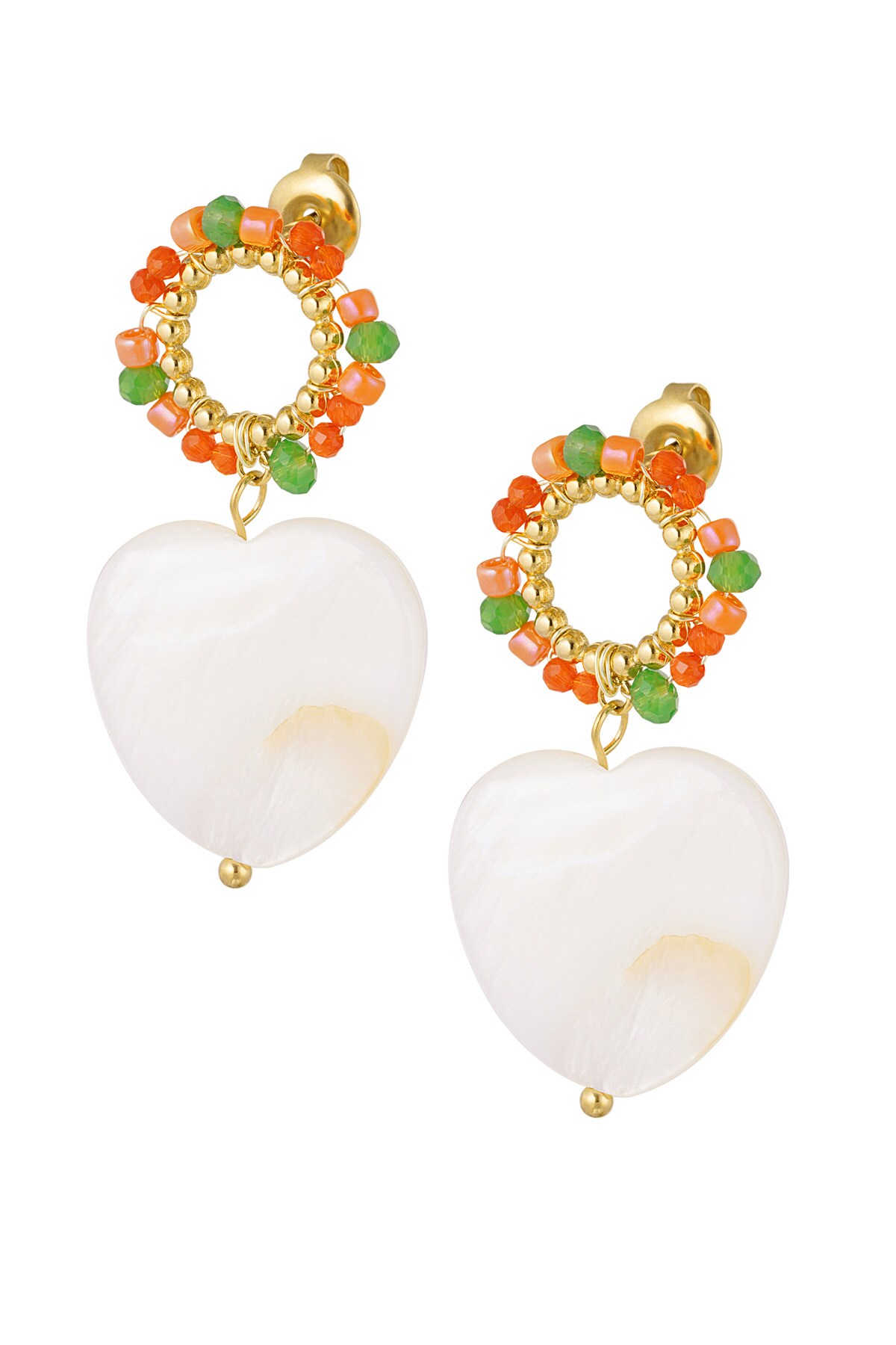 Earrings stones with heart - Gold color h5 