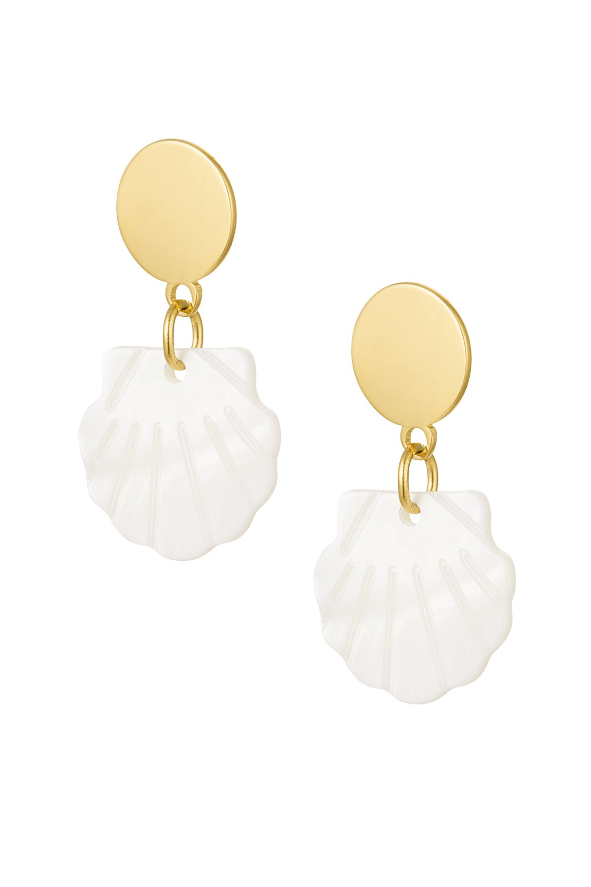 Earrings shell with circle - gold Stainless Steel h5 