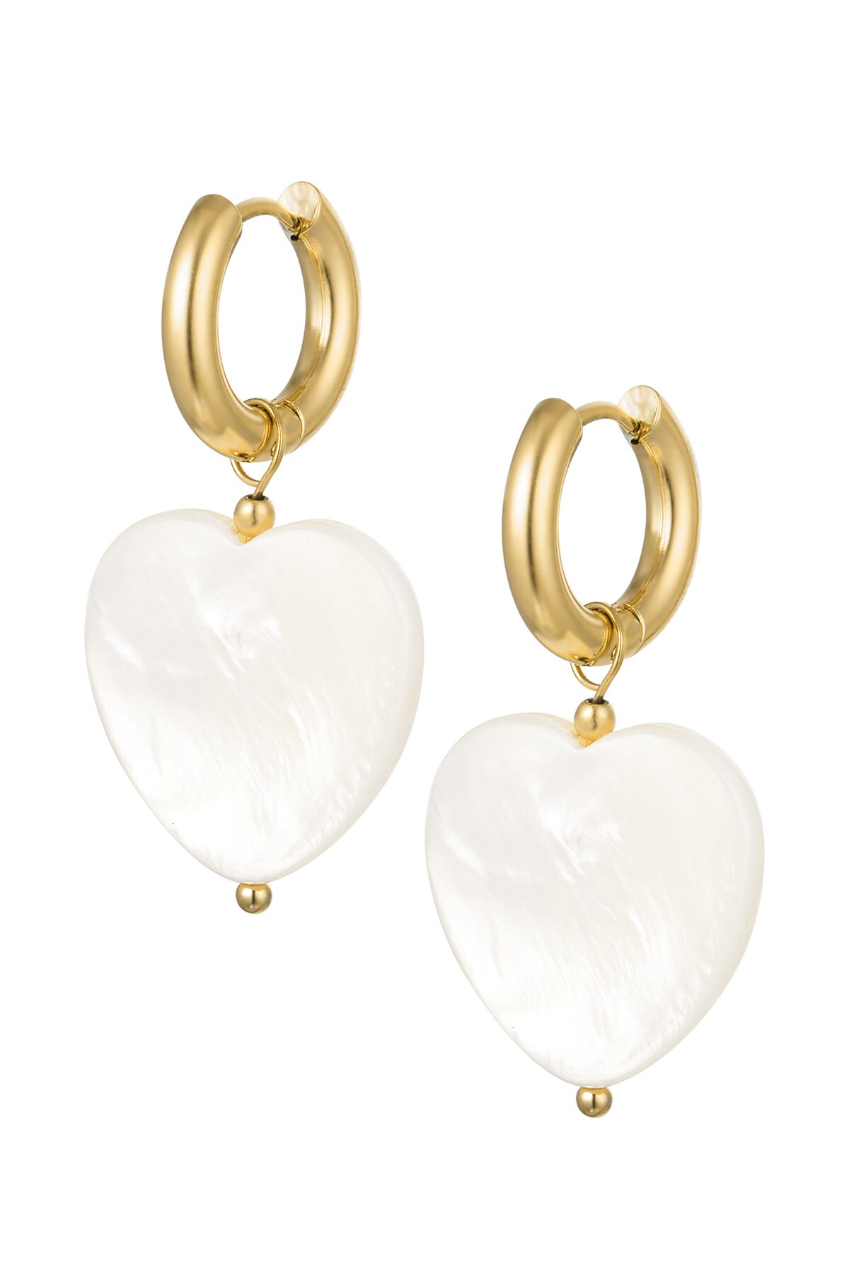 Boucles d'Oreilles Grand Coeur Coquillage - Doré Acier Inoxydable h5 