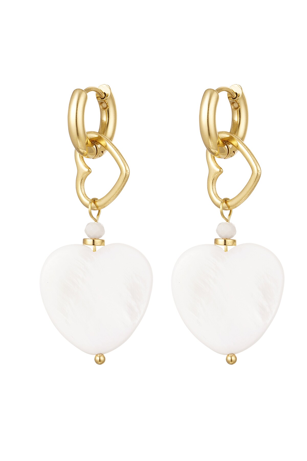 Earrings 2 times heart - gold Stainless Steel h5 